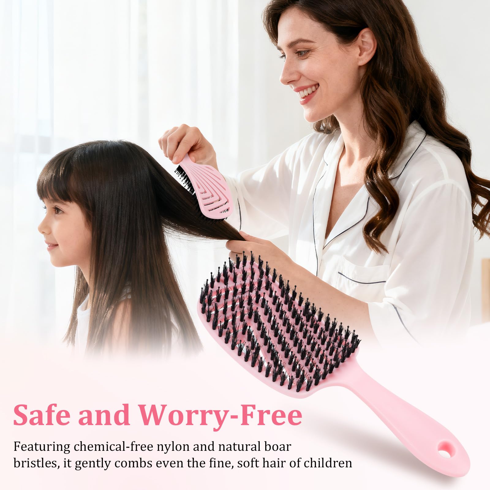 Euqvunn Dual-Bristle Hair Brush with Boar Bristles for Detangling, Shine, and Scalp Massage 6