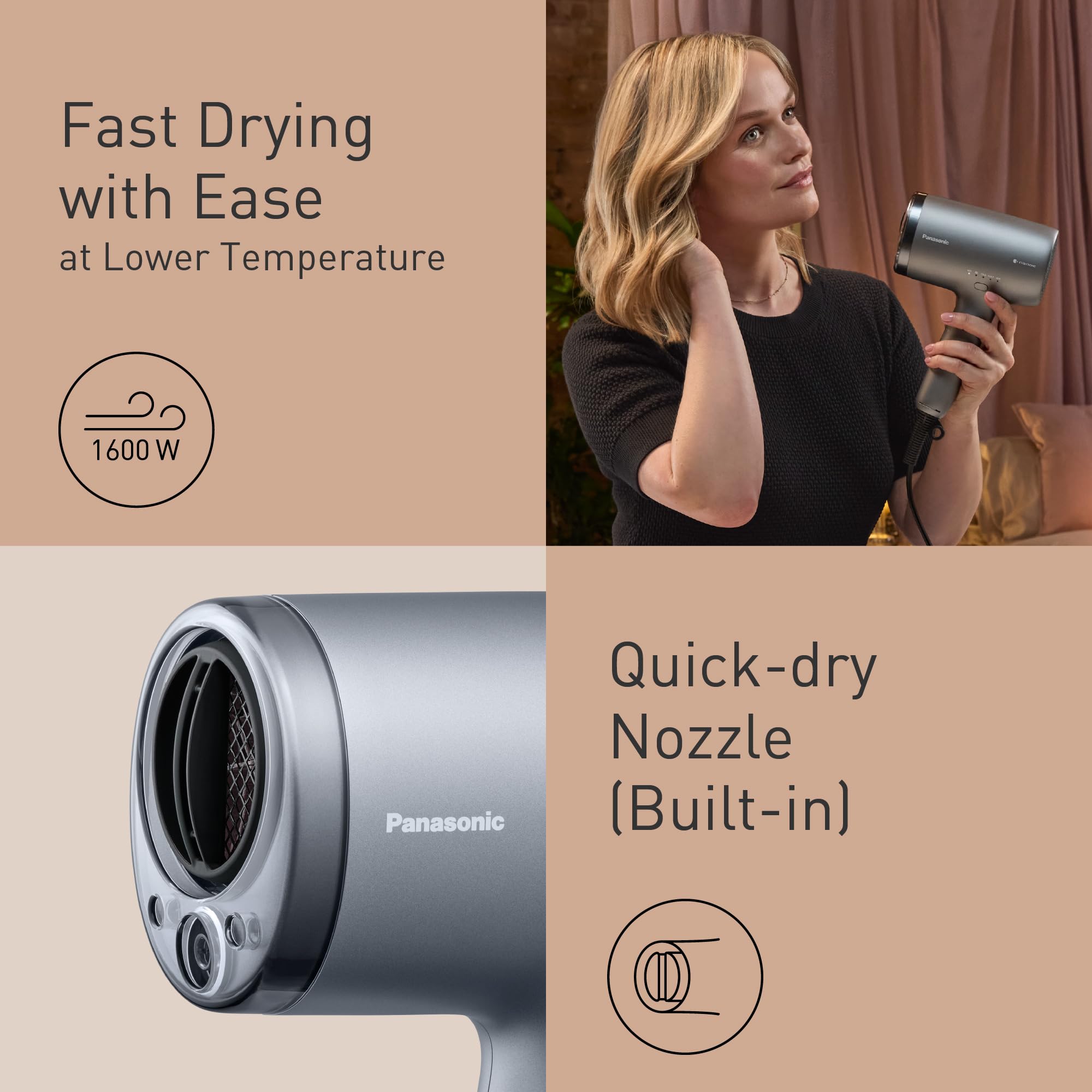 Panasonic EH-NA9N-H895 Hair Dryer with Diffuser: nanoe, Mineral Ions, Anti-Damage, 1600W 5