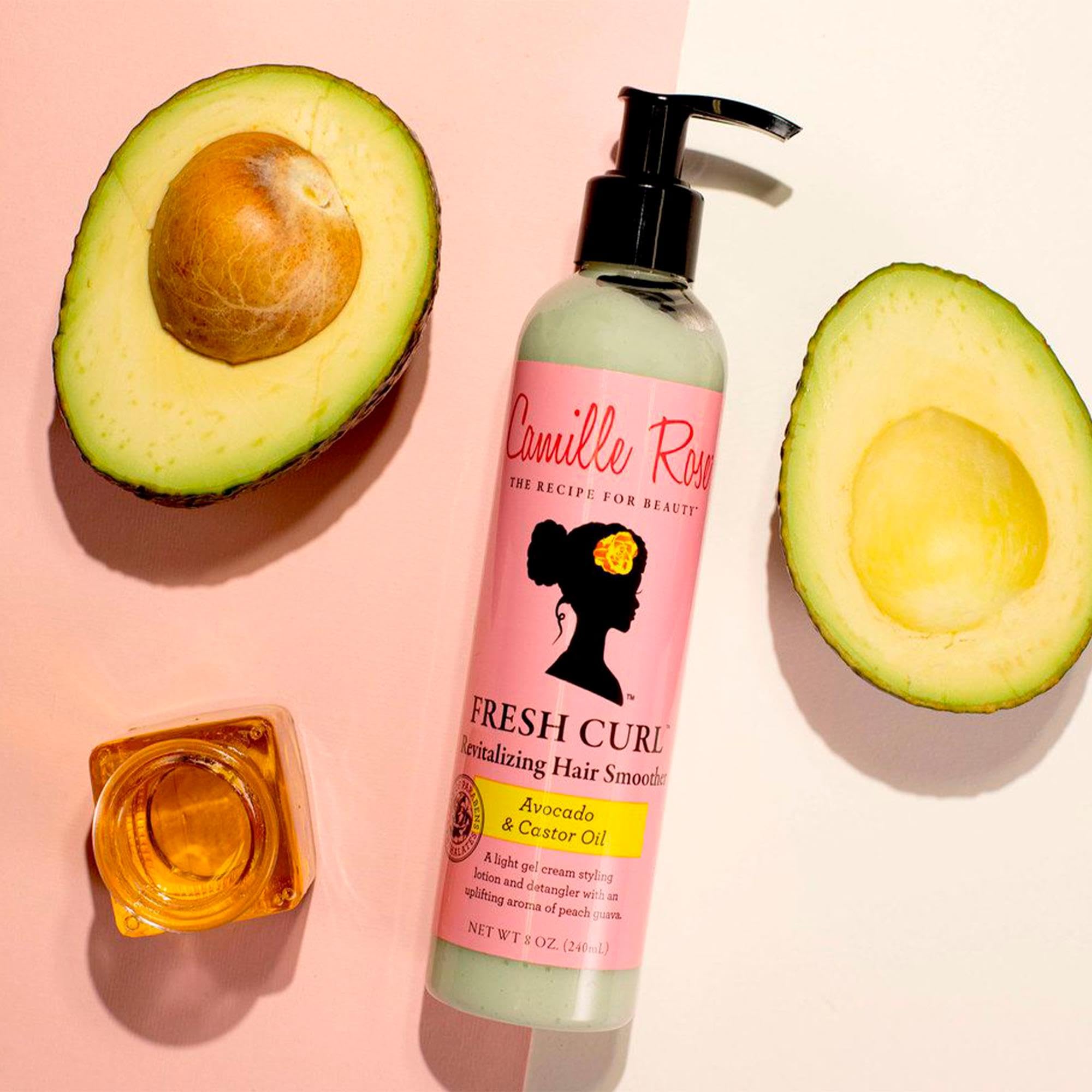 Camille Rose Fresh Curl Haarstylingcreme, pflegend und stylend, Avocado und 3