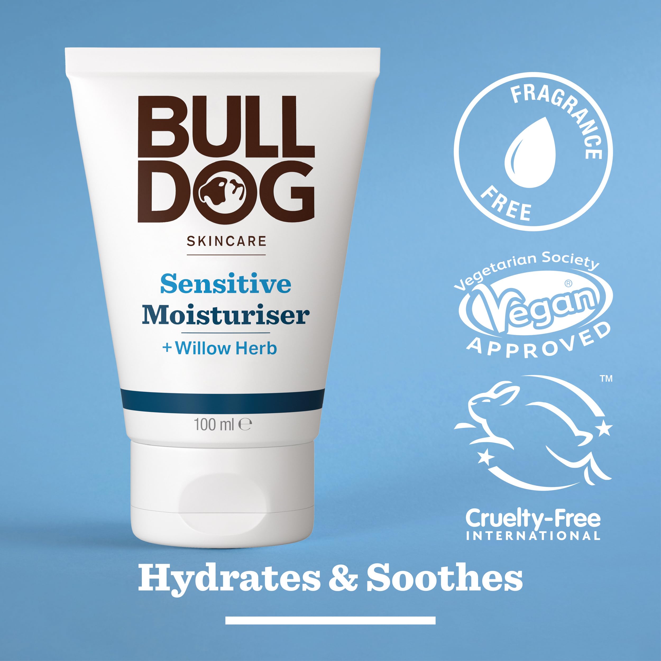 Bulldog Sensitive Moisturiser for Men, Hydrating Face Care (100ml) 3