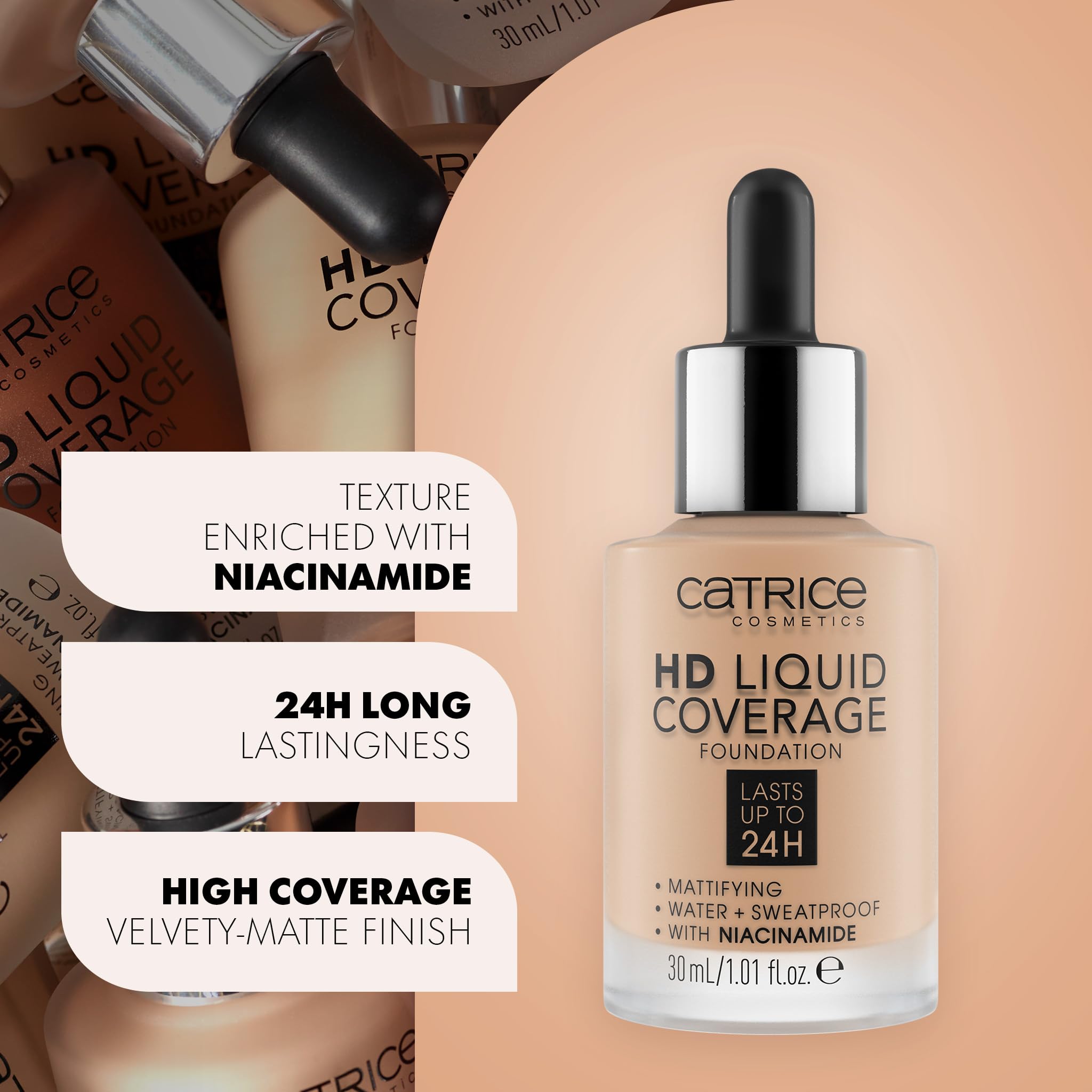 CATRICE HD Liquid Coverage Foundation - 24H Longlasting, Mattifying, Oil-Control (30ml) 3