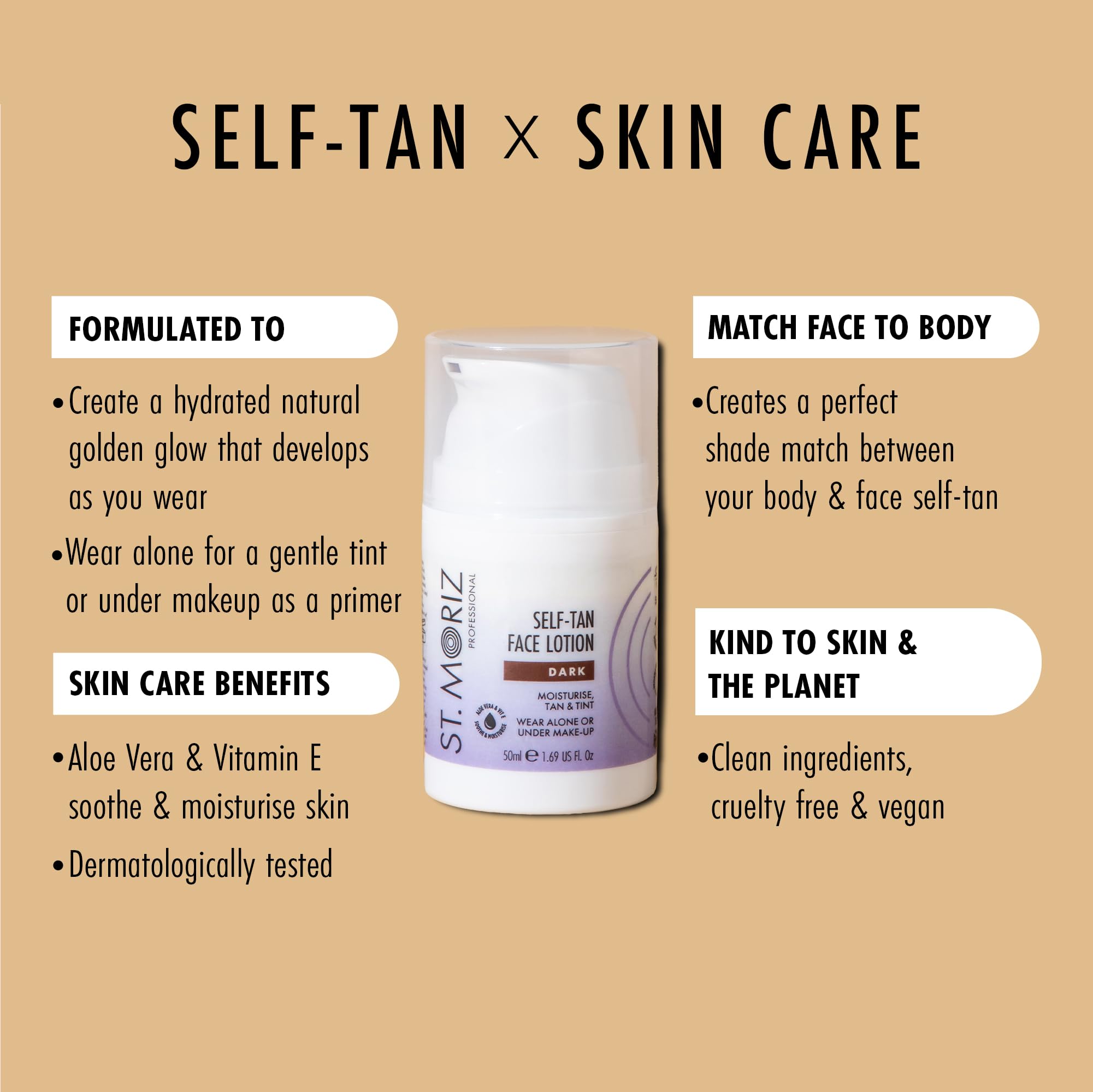 St Moriz Professional Dark Self Tan Face Lotion with Aloe Vera & Vitamin E