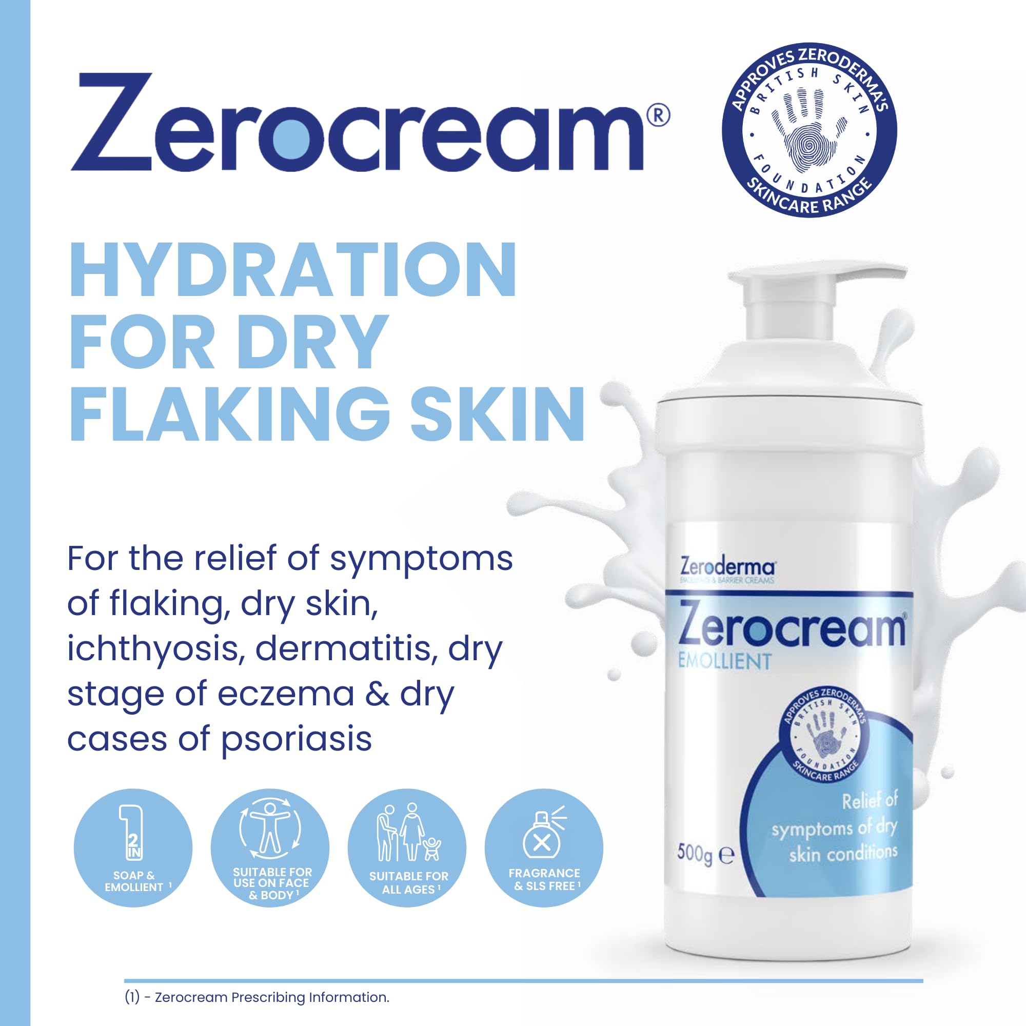 Zeroderma Zerocream Emollient Cream 500g: 2-in-1 Moisturiser & Soap Substitute for Eczema & Psoriasis 3