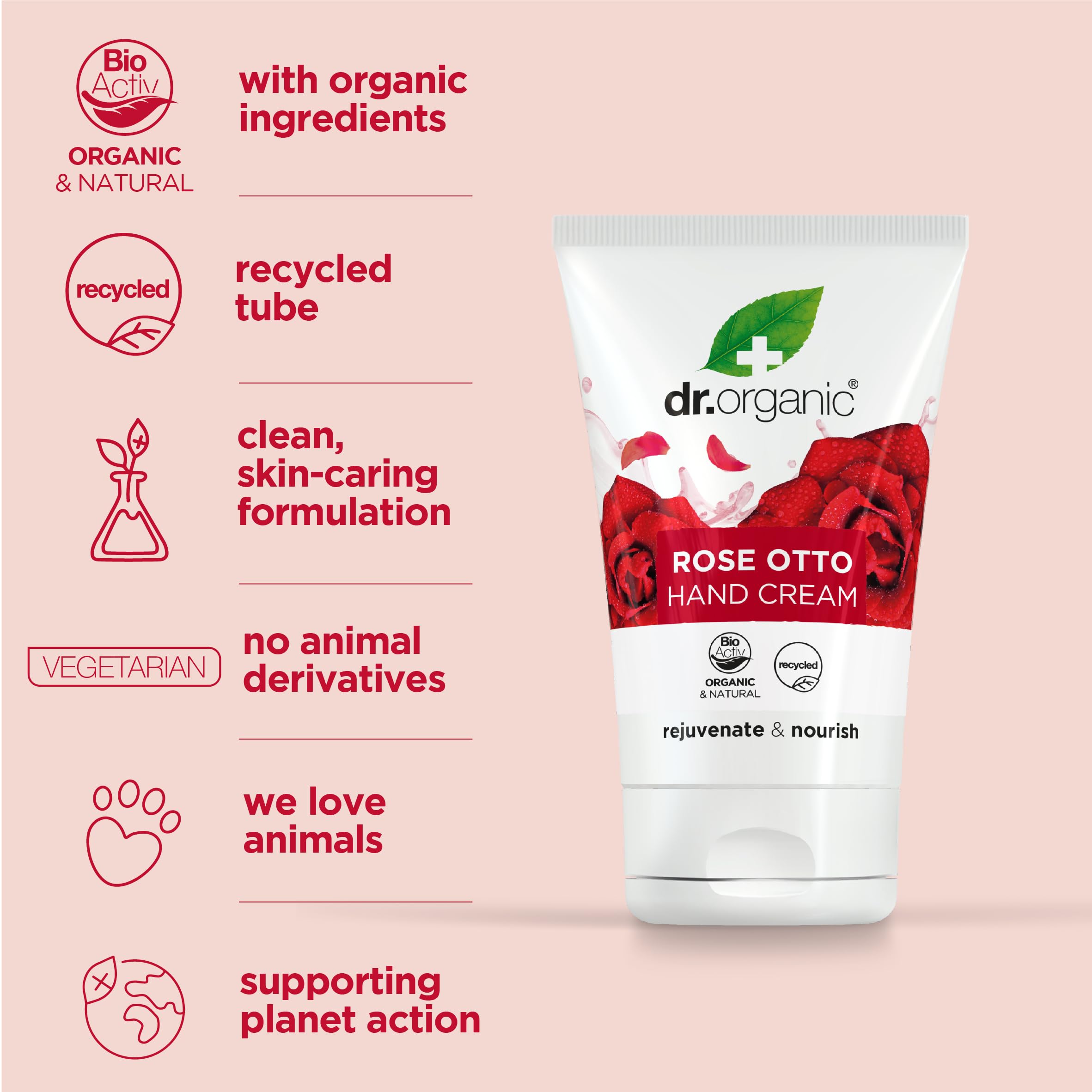 Dr Organic Rose Otto Hand & Nail Cream for Moisturising and Restoring 4