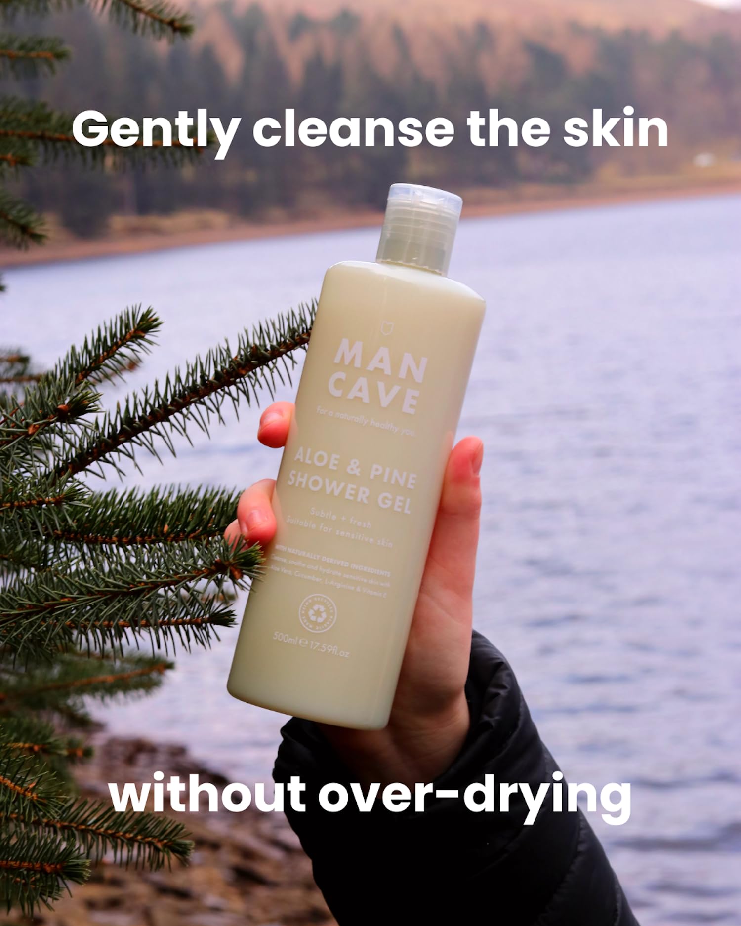 ManCave Aloe and Pine Shower Gel for Men, Sulphate & Paraben Free, 500 ml