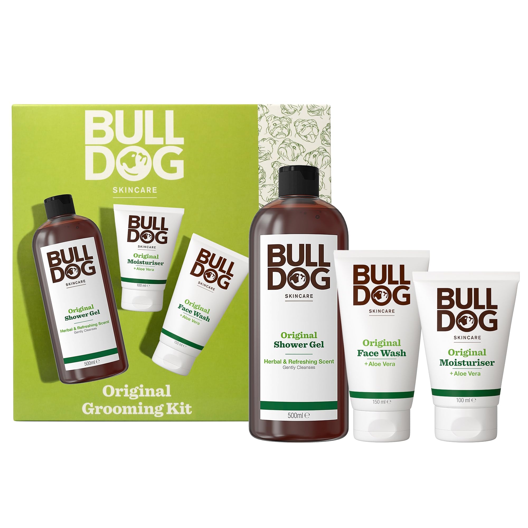Bulldog Skincare Original Grooming Kit for Men - Face Moisturiser, Face Wash & Shower Gel Gift Set