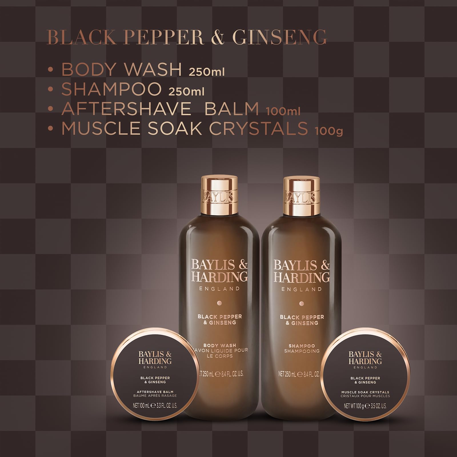 Baylis & Harding Black Pepper & Ginseng Men's Luxury Bath Kit Gift Set - Vegan Friendly 3