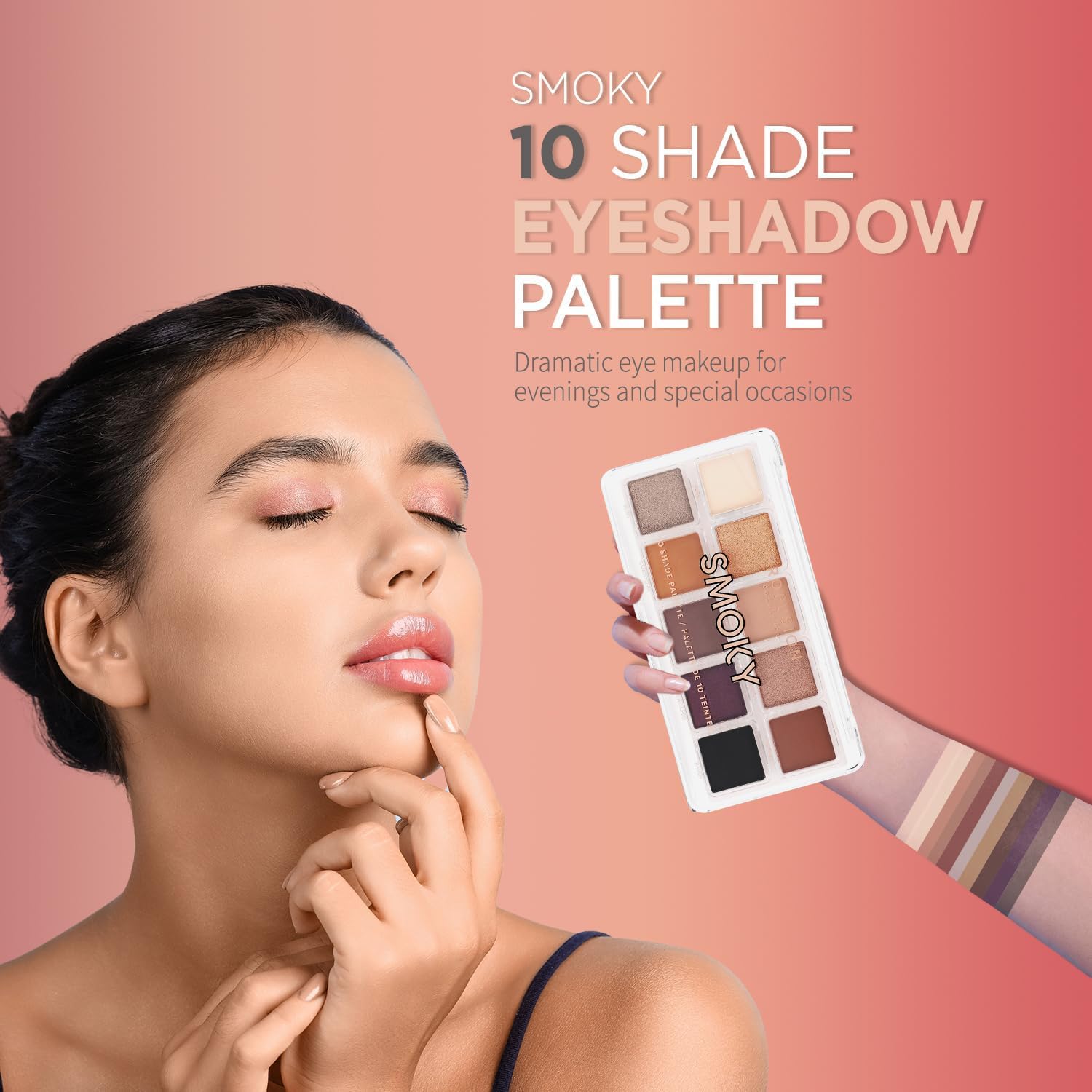 Profusion Cosmetics Smoky 10 Shade Eyeshadow Palette - High Pigmented Multi-Finish 4