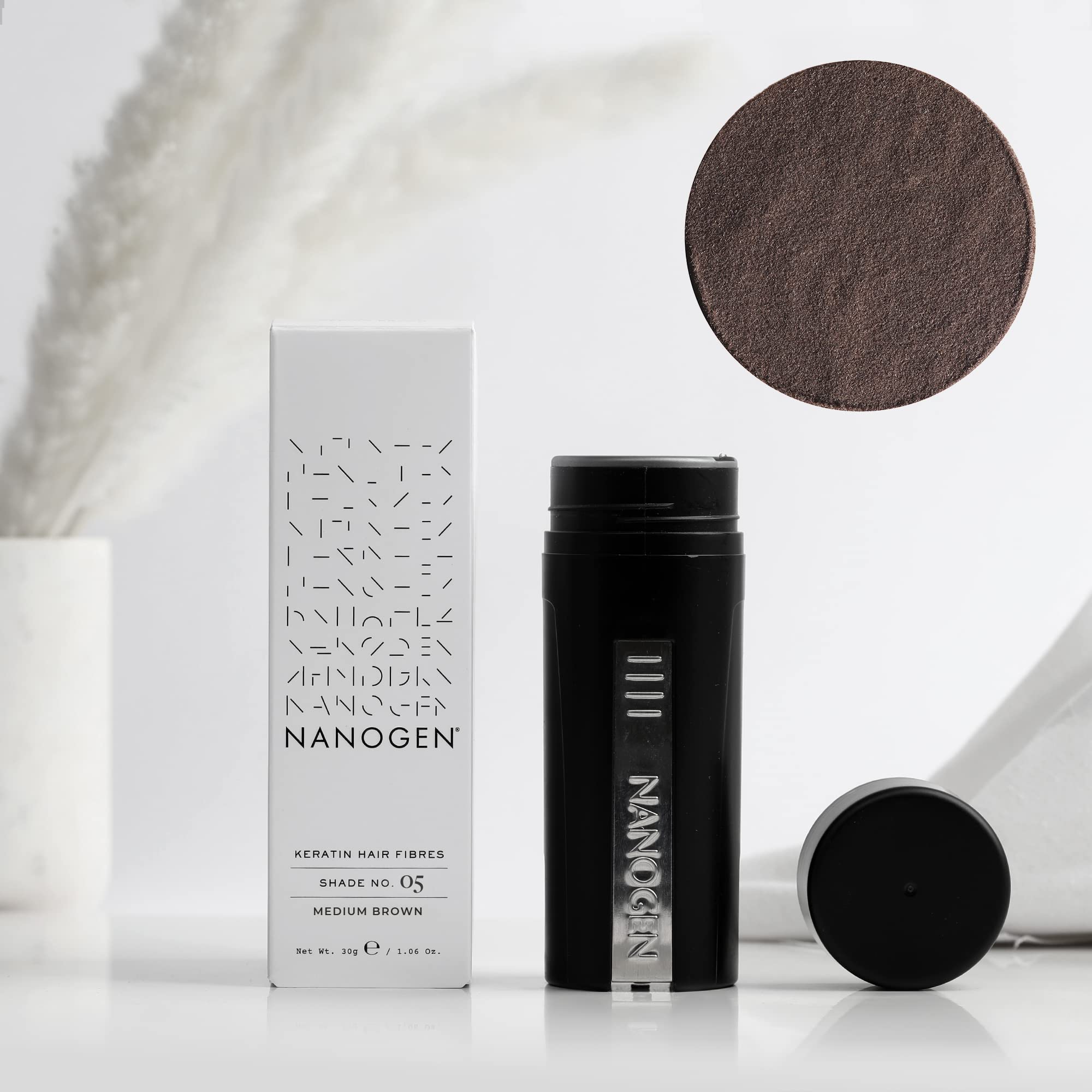 Nanogen Instant Thickening Hair Fibres - Medium Brown 30g - Natural Keratin