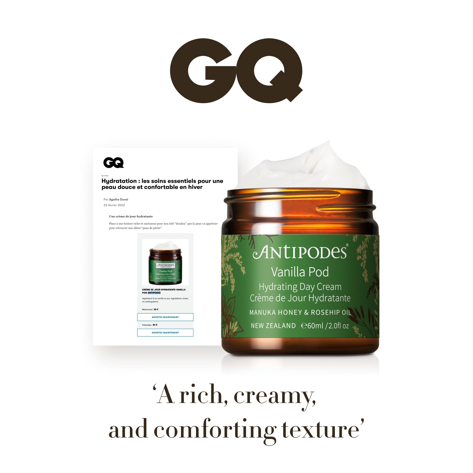 Antipodes Vanilla Pod Hydrating Day Cream for Firmness and Hydration 60ml 3