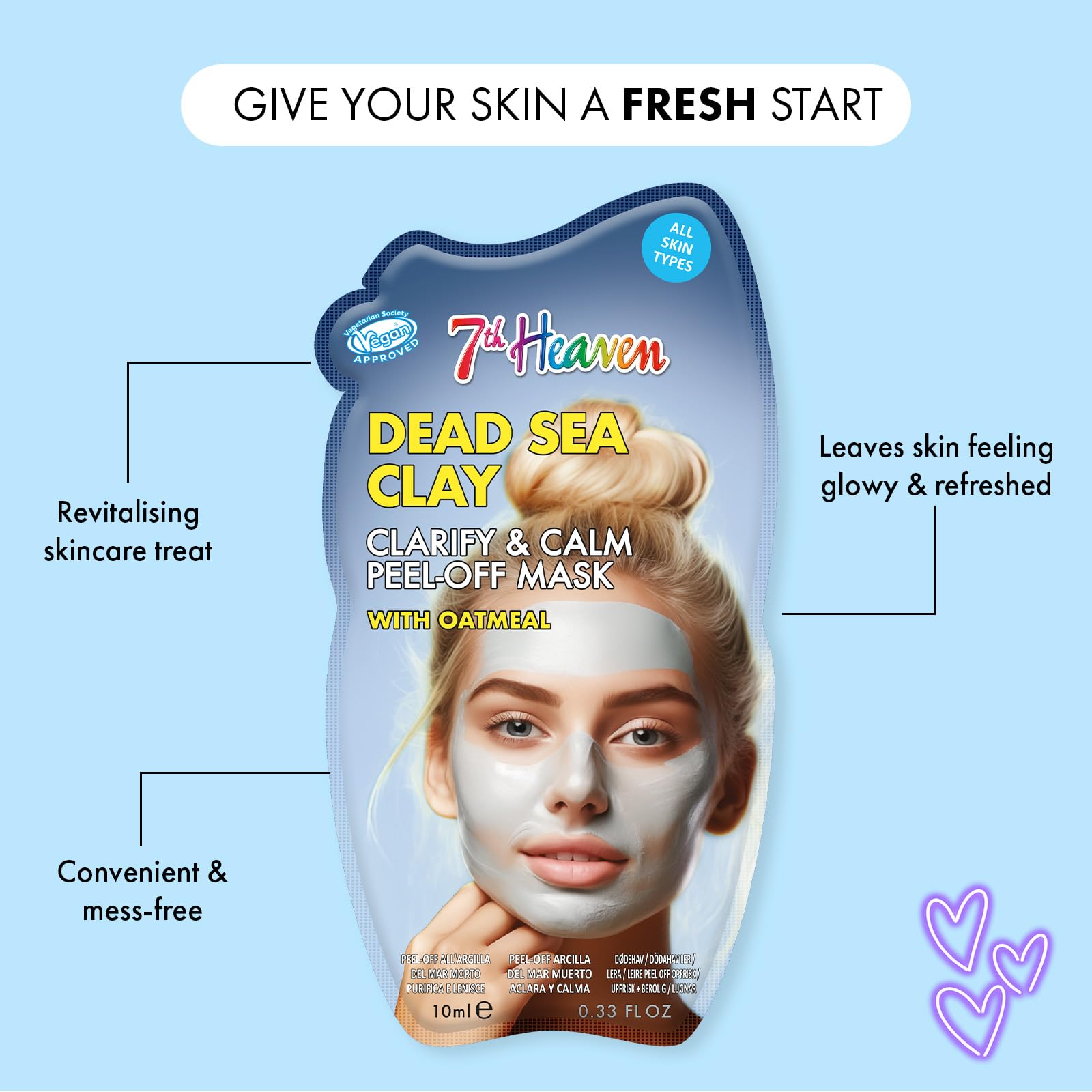 7th Heaven Dead Sea Clay Peel Off Face Mask with Oatmeal for Clarifying and Calming
