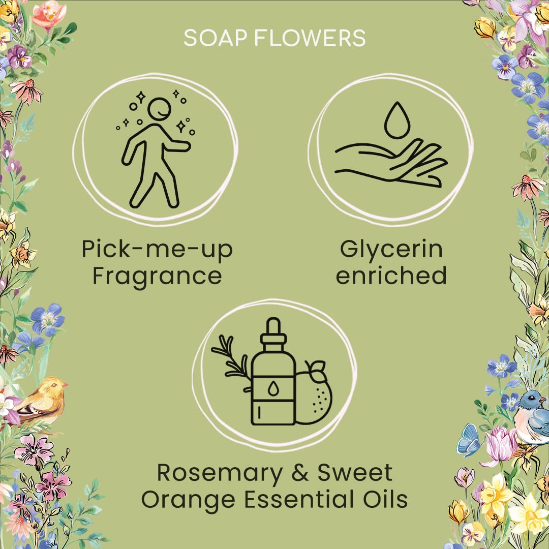 Heathcote & Ivory Scented Soap Flowers 96g - Essential Oil Fragrance for Focus & Resilience 4
