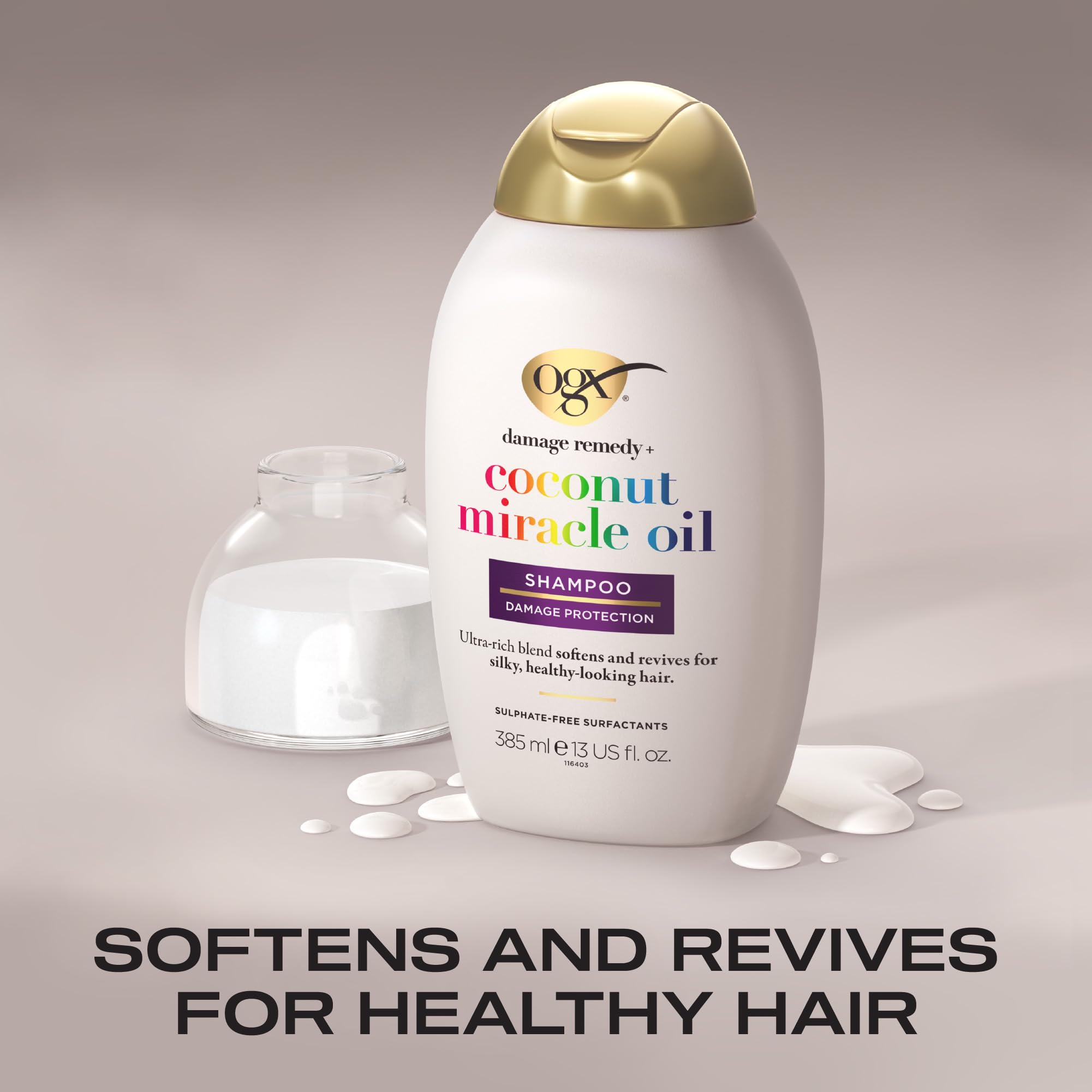 OGX Coconut Miracle Oil Revitalisierendes Shampoo für geschädigtes Haar, 385 ml 3