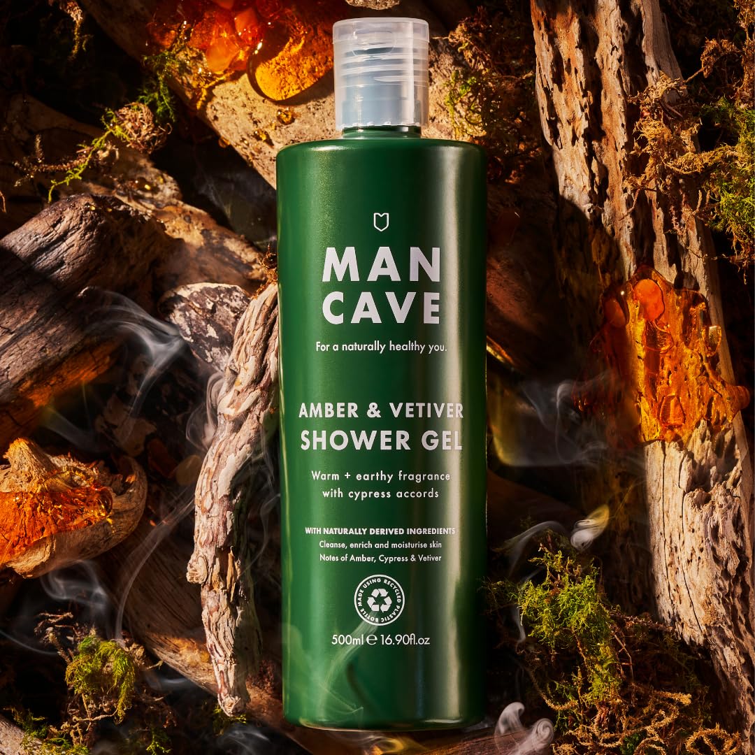 ManCave Amber Vetiver Mens Shower Gel Body Wash 500 ml Natural Ingredients 3