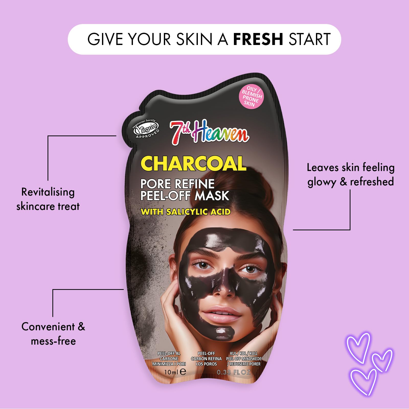 7th Heaven Charcoal Peel Off Face Mask with Salicylic Acid for Oily and Blemish Prone Skin