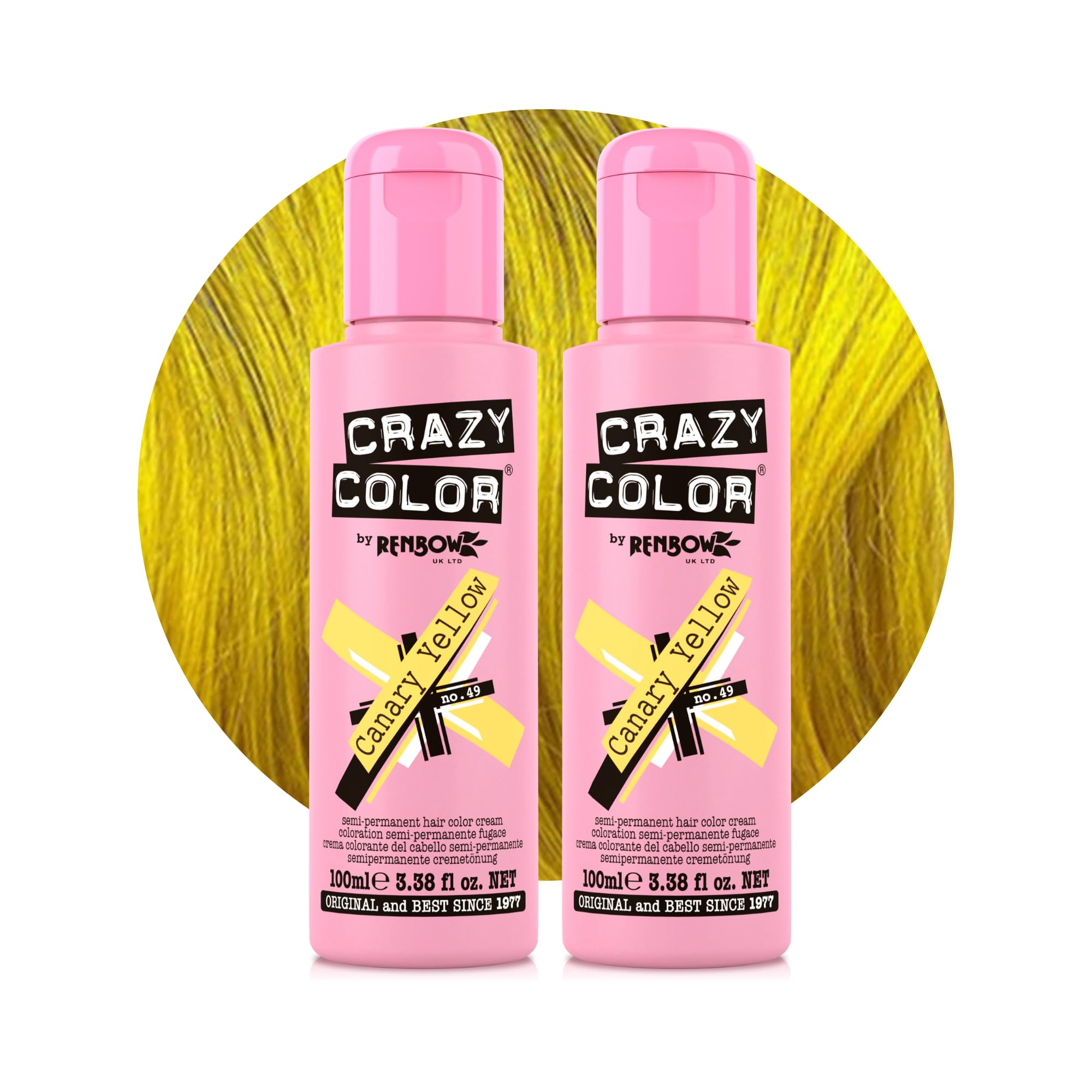 Crazy Color Vibrant Canary Yellow Semi-Permanent Hair Dye - Vegan & Conditioning