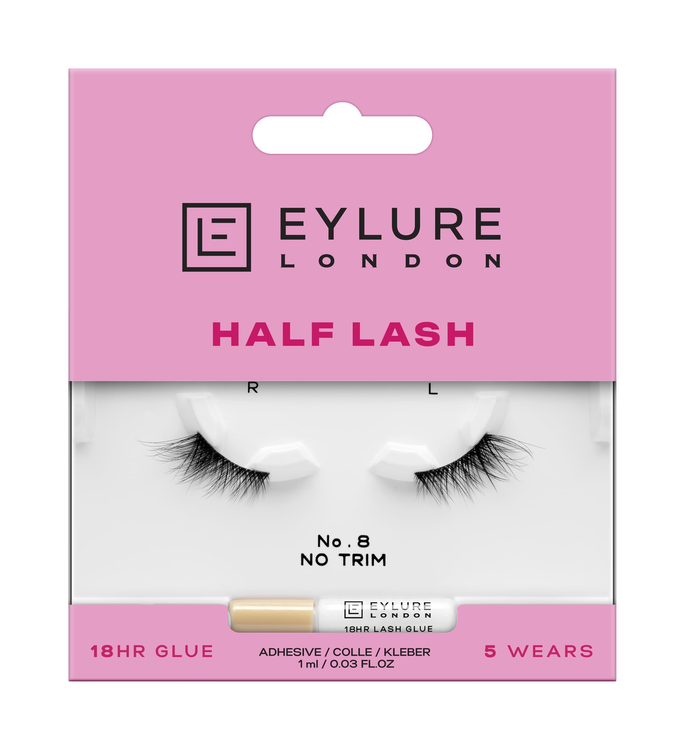 Eylure Half Lash No. 8 for Cat-Eye Effect - Reusable with Latex-Free Glue