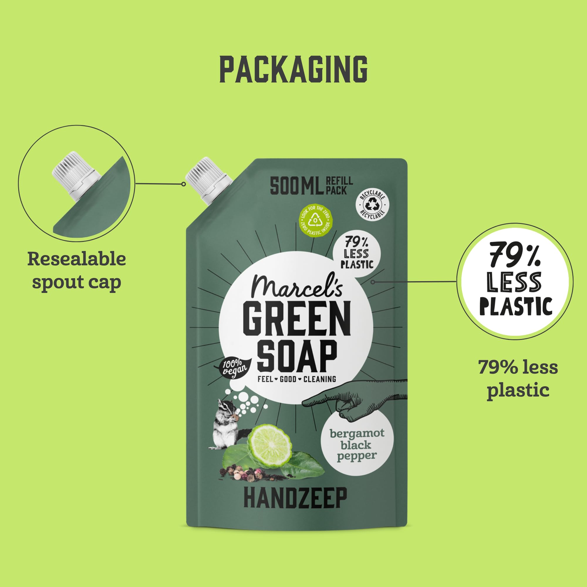 Marcel's Green Soap Hand Soap Refill - Black Pepper & Bergamot - 97% Biodegradable 6