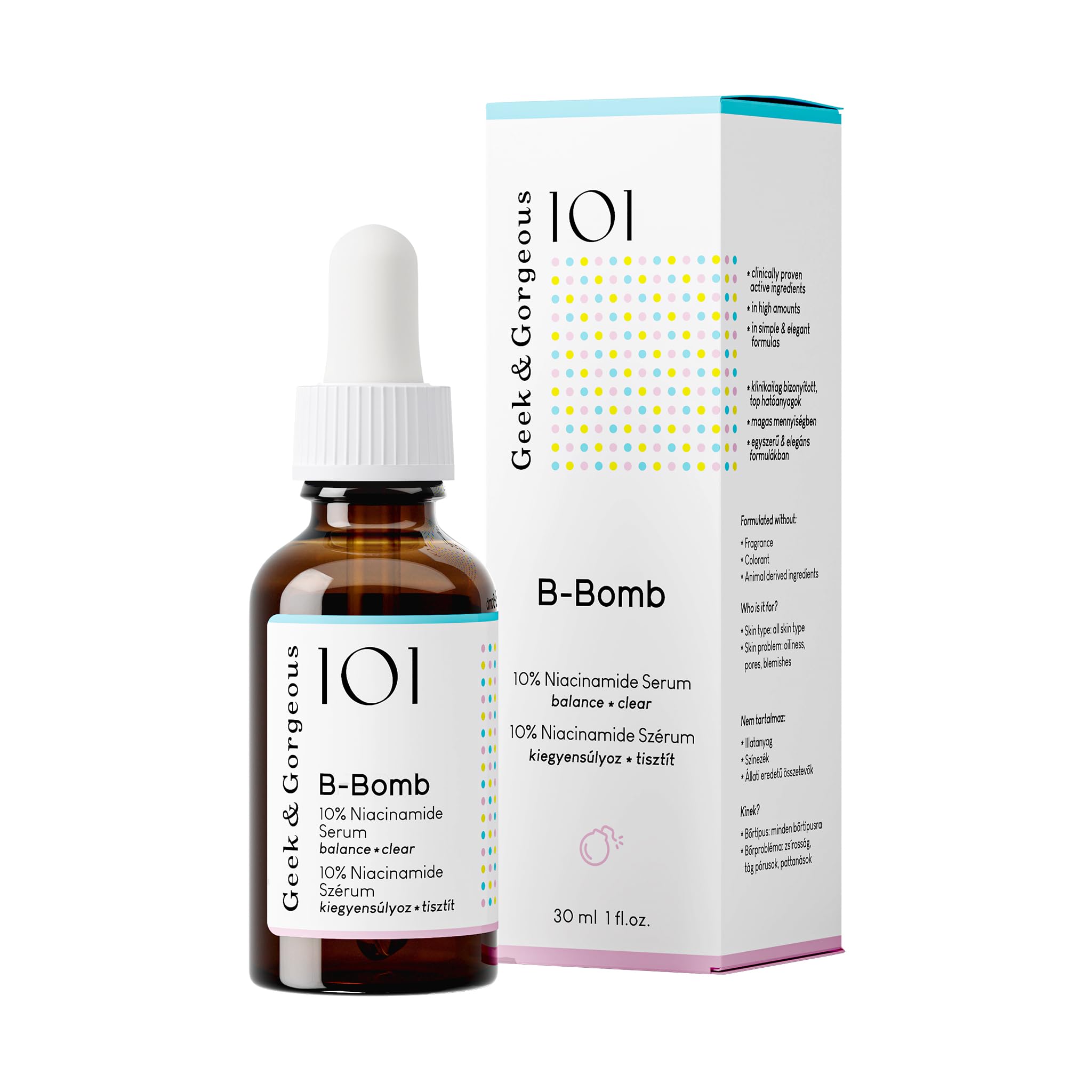 Geek & Gorgeous 101 B-Bomb Serum with 10% Niacinamide, Zinc PCA & Sarcosine