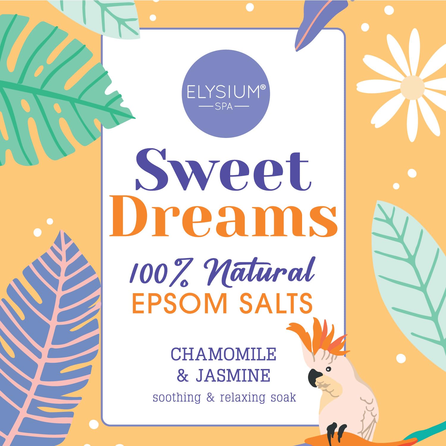 Elysium Spa Chamomile & Jasmine Epsom Salts for Restful Sleep and Muscle Relief (450g)