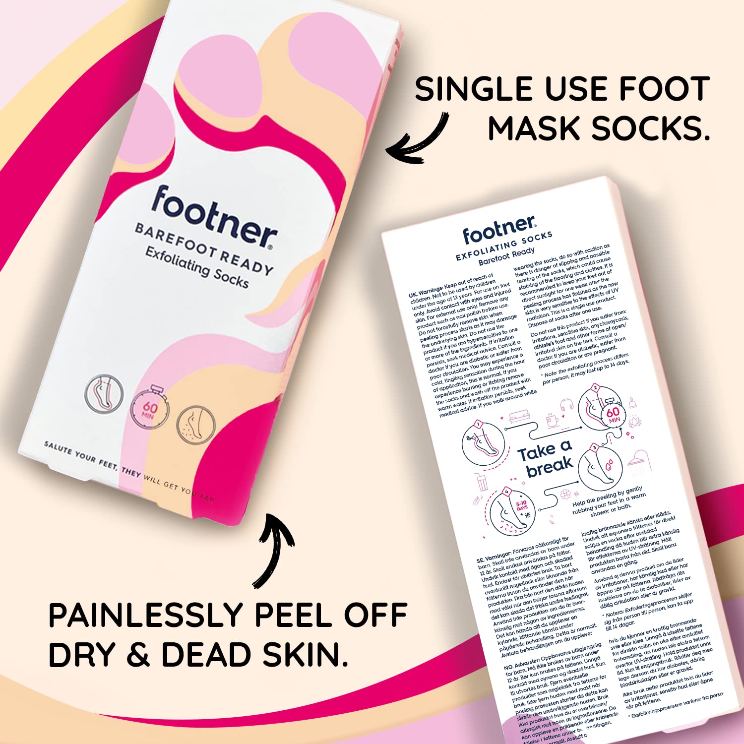 Footner Exfoliating Foot Mask Socks for Hard Skin and Cracked Heels 3