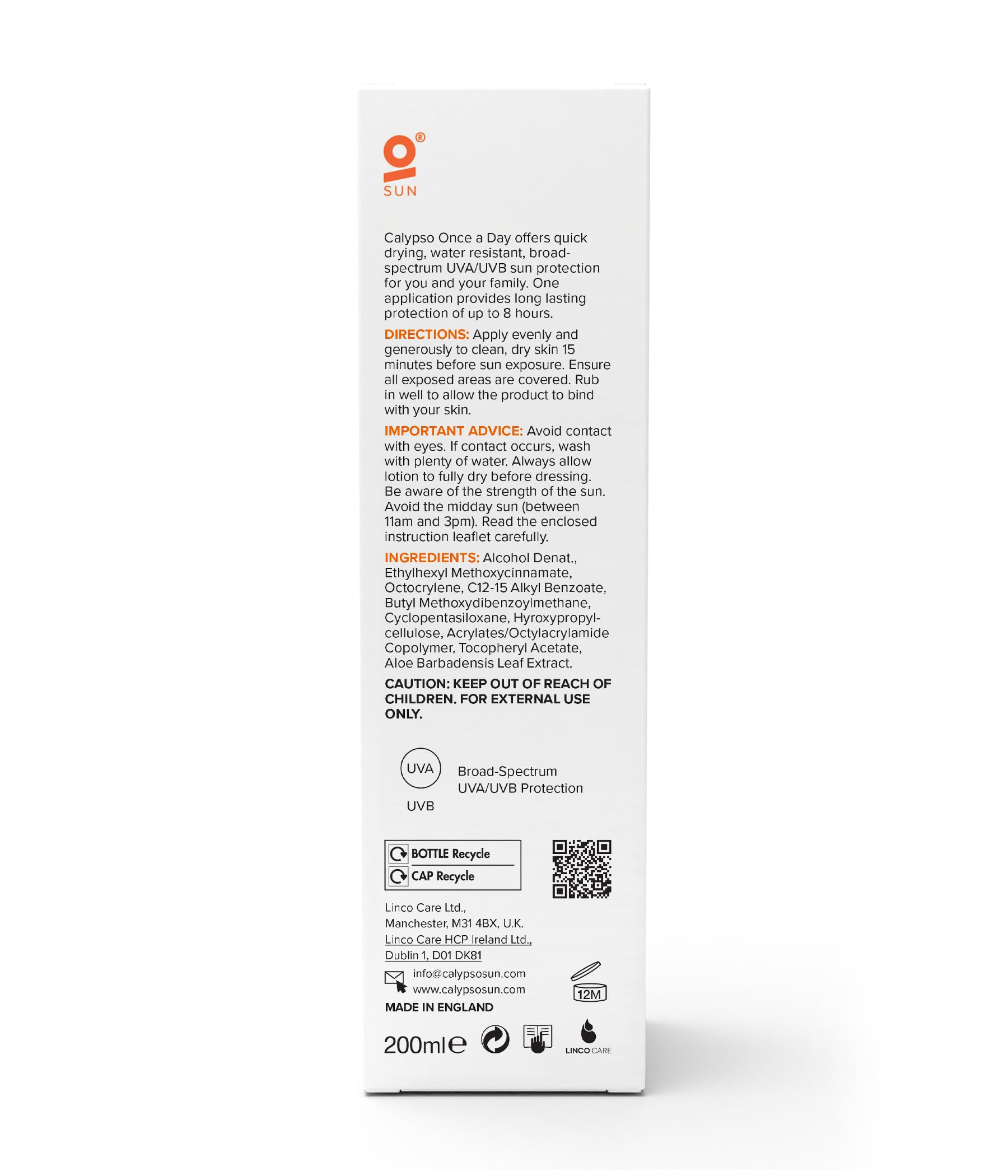 Calypso Once a Day Sun Protection Lotion SPF 20 for All Skin Types, 200 ml 6