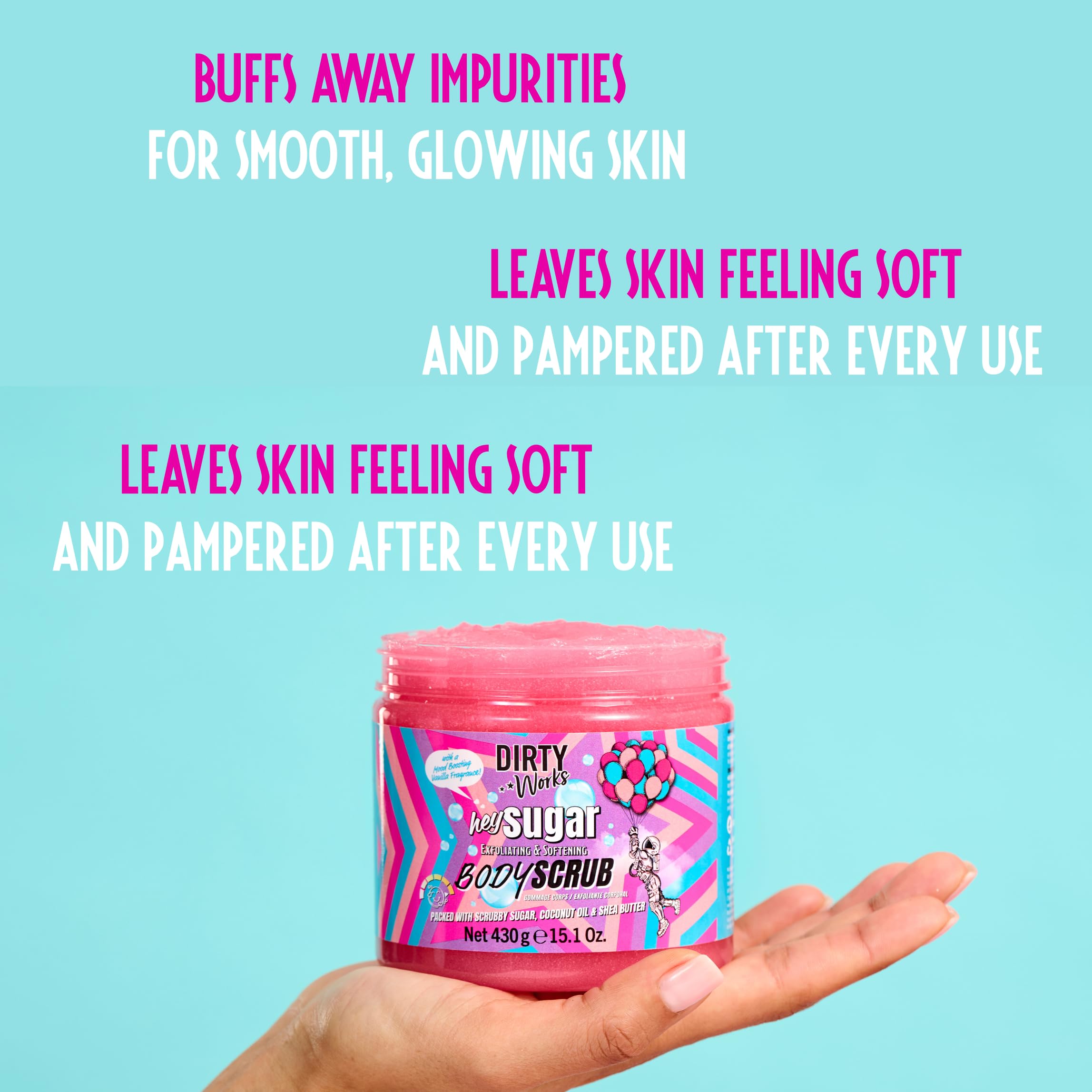 Dirty Works Hey Sugar Body Scrub 430g – Luxurious Coconut Oil & Shea Butter Exfoliation