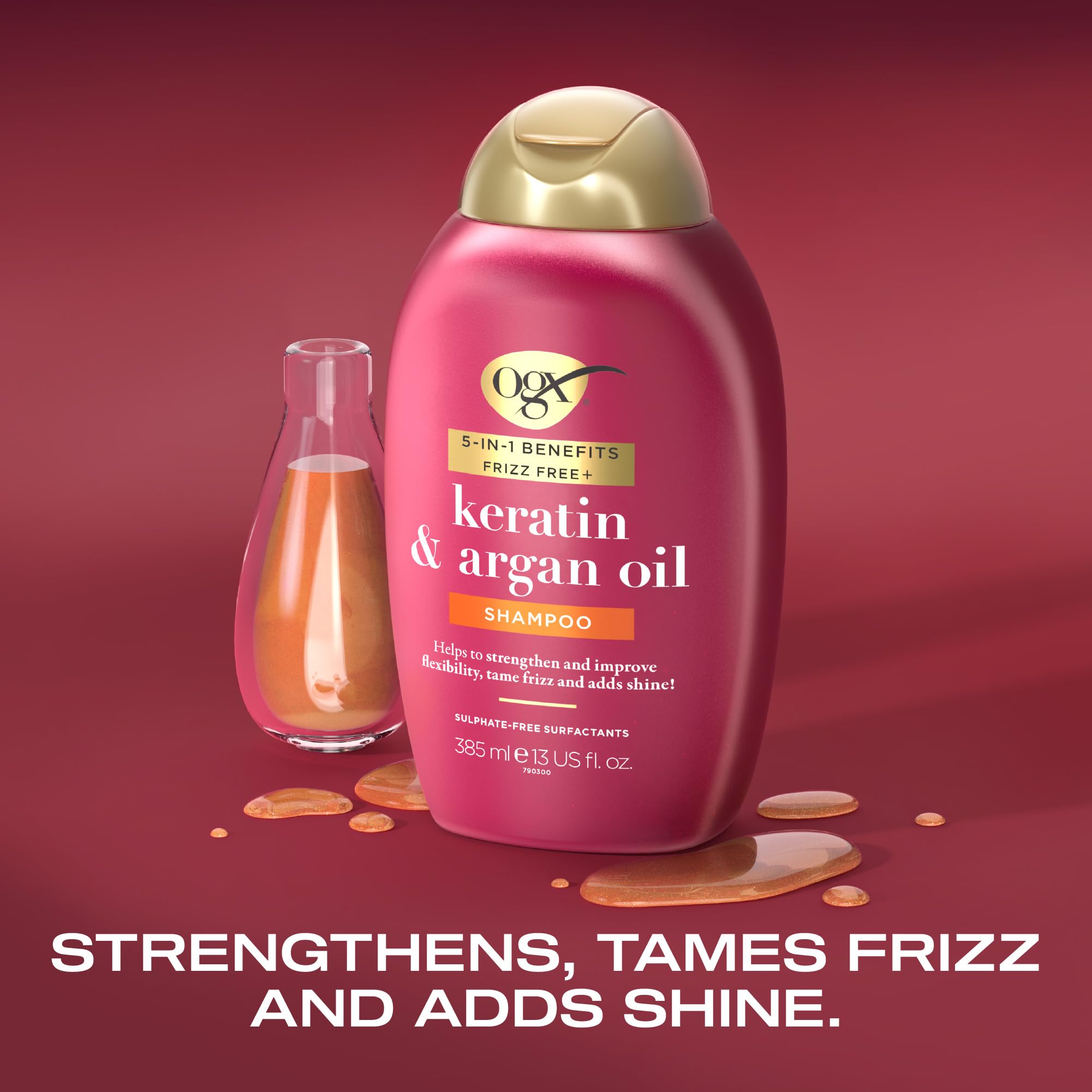 OGX 5-in-1 Benefits Frizz Free Shampoo with Keratin, Argan Oil & Ceramide 3