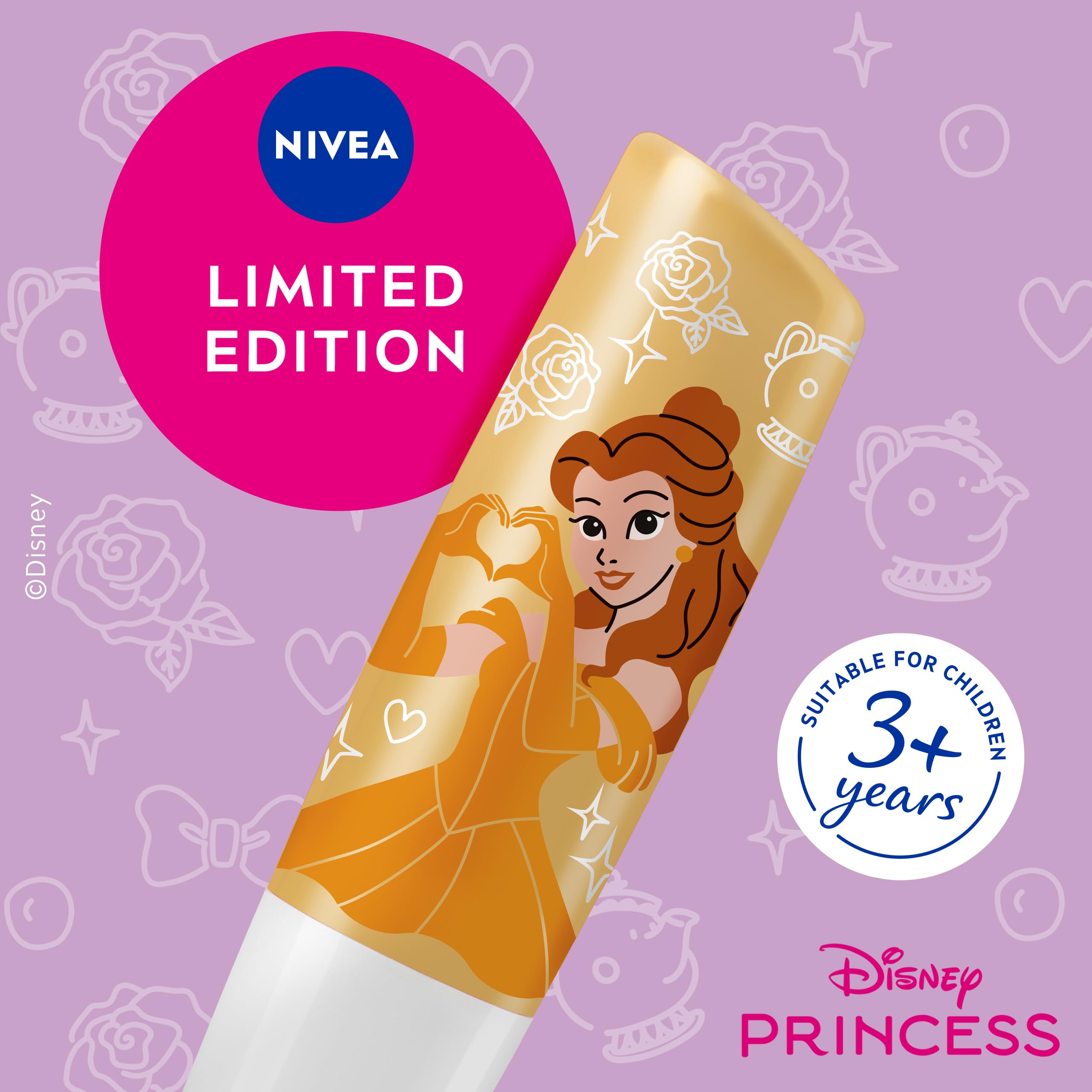 NIVEA Disney Princess Belle Limited Edition Vanilla Cupcake Lip Balm (4.8g) with Shea Butter 2