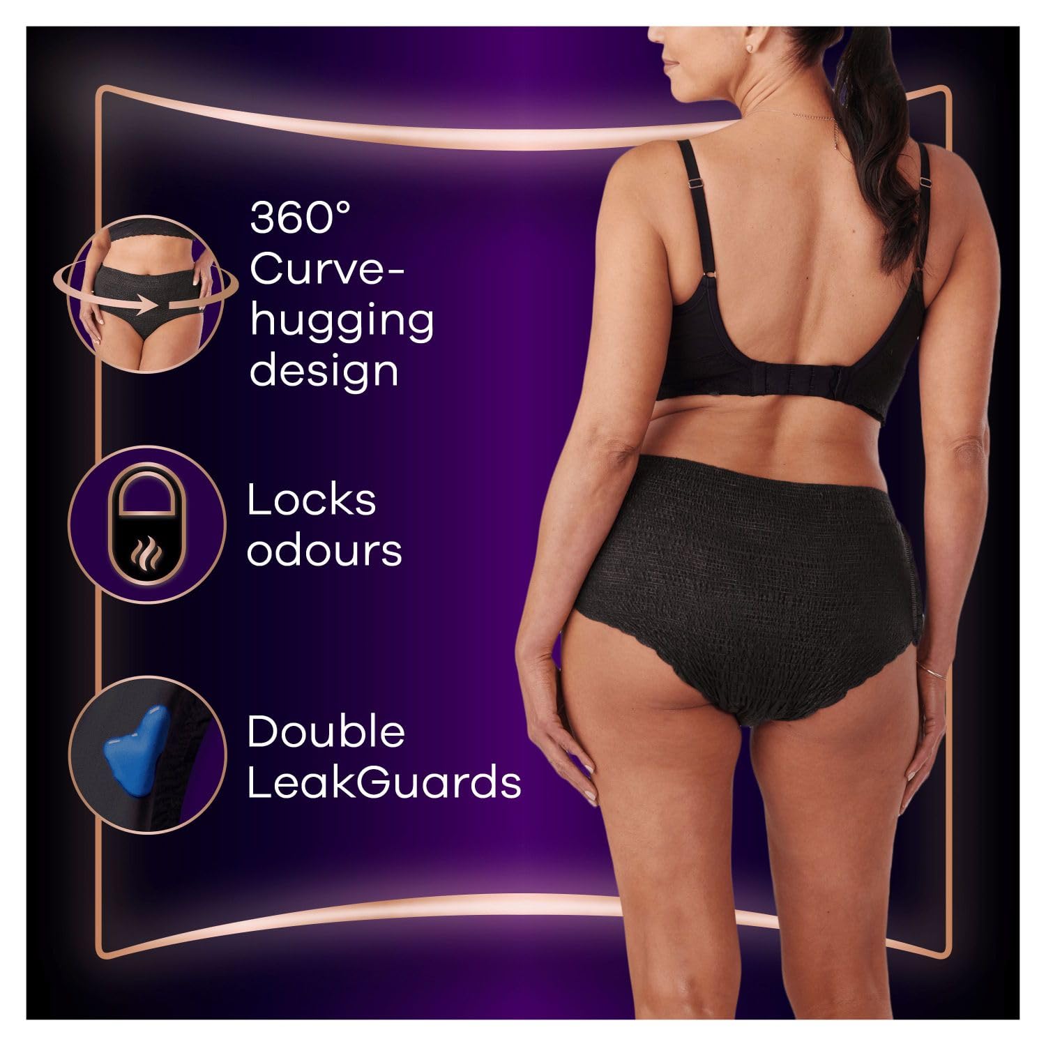 Always Discreet Boutique Incontinence Pants Plus L Black for Women (Pack of 8) 4