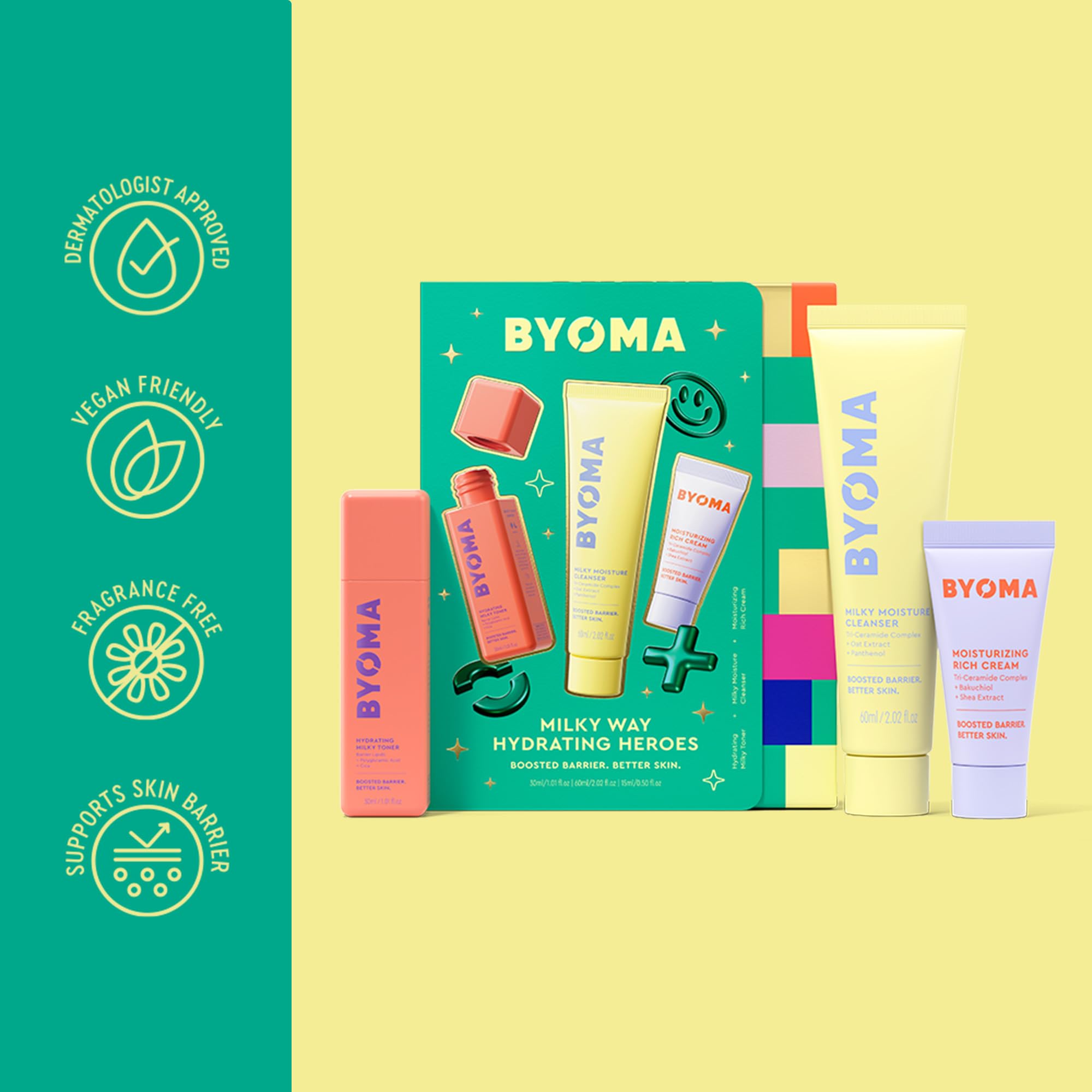 BYOMA Milky Way Hydrating Heroes (3-teiliges Set) – 30 ml Milky Toner, 60 ml Milky Way Feuchtigkeitscreme 6