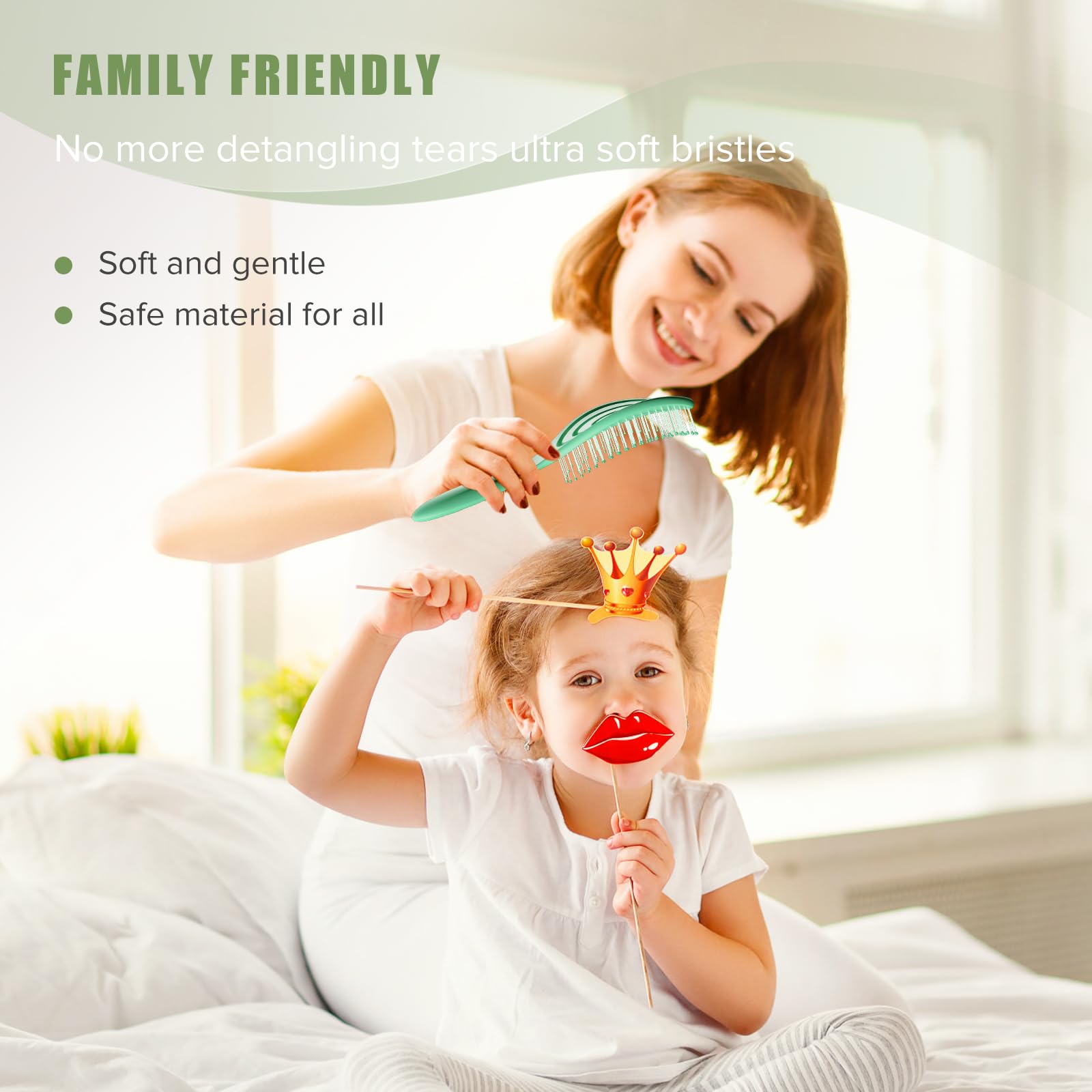 SHINLEA Anti-Tangle Spiral Hair Brush for Wet & Dry Detangling and Scalp Massaging (Green) 6