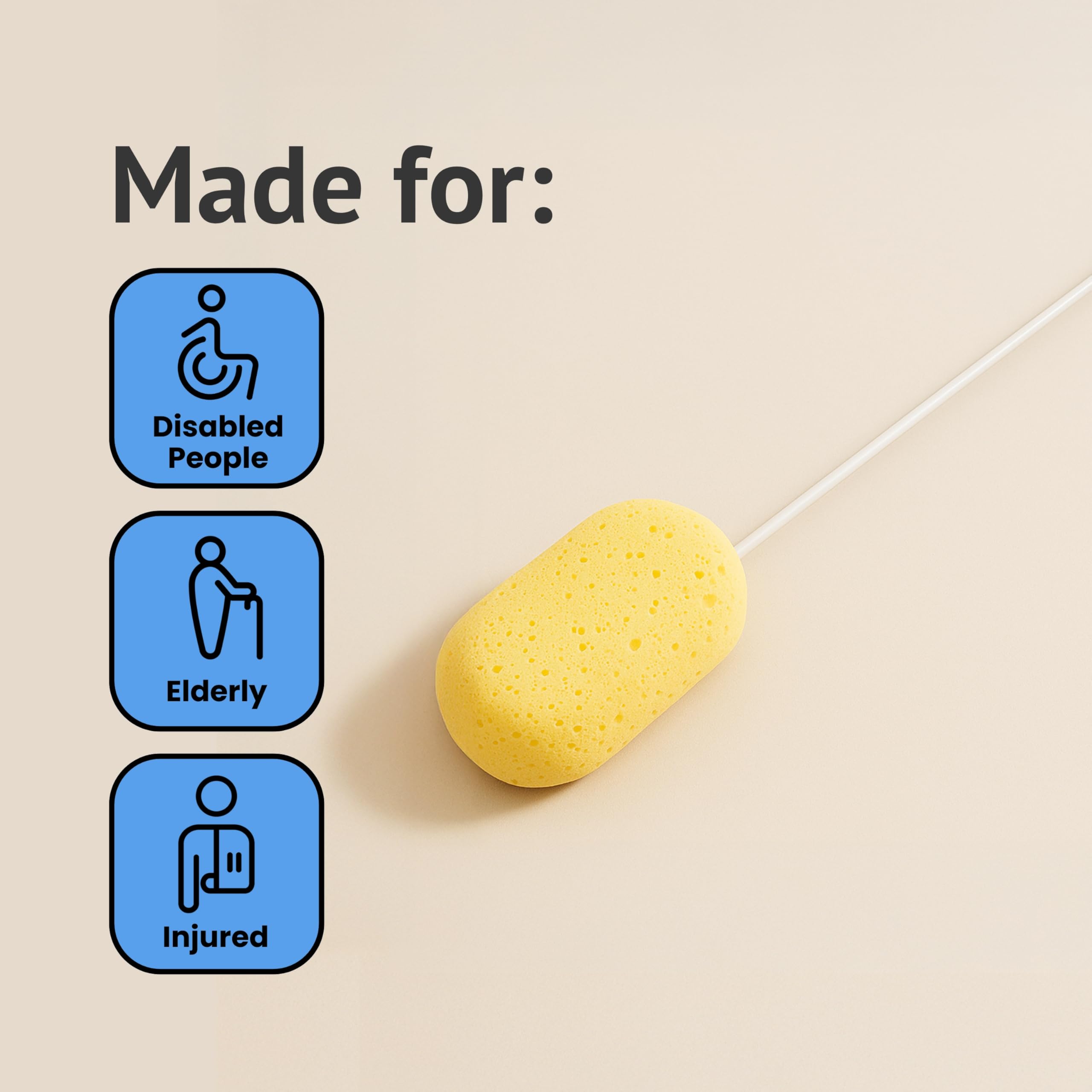 Homecraft Long Handled Bendable Shower Sponge with Flexible Handle for Mobility Assistance