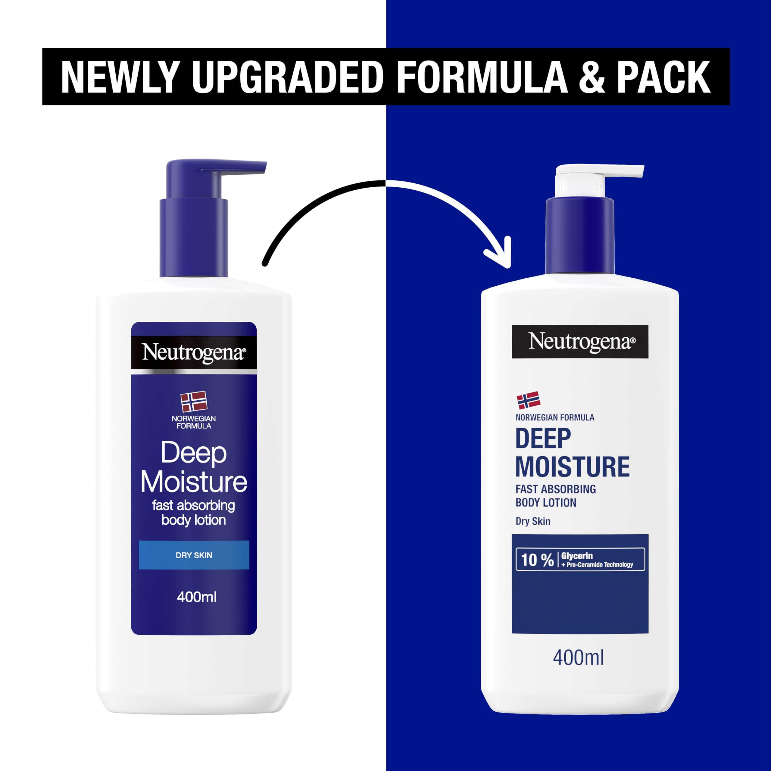 Neutrogena Norwegian Formula Deep Moisture Fast-Absorbing Body Lotion 400ml for Dry & Sensitive Skin