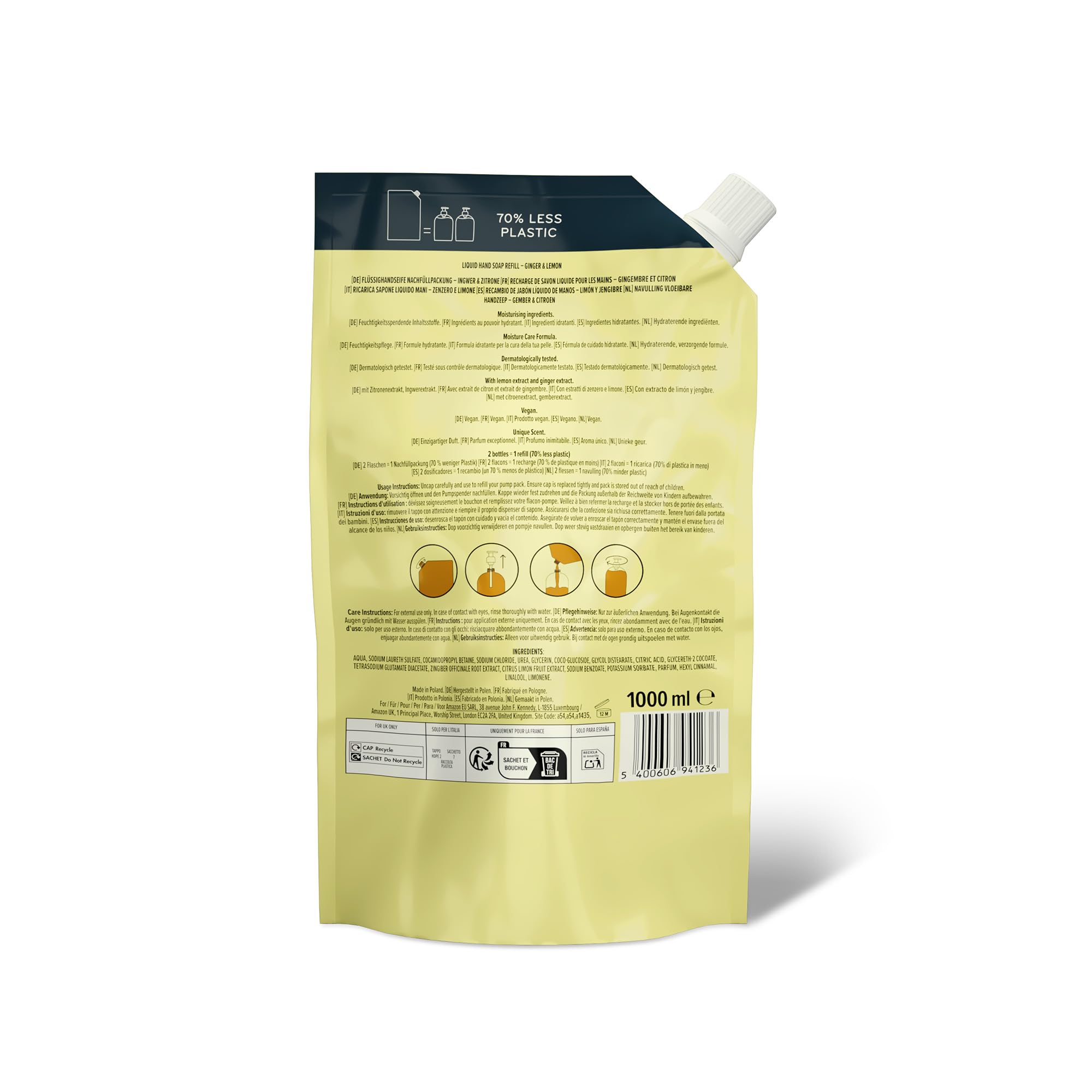 by Amazon Ginger & Lemon Hand Soap Refill, 2 x 1000ml - Moisturizing Cleanse 3