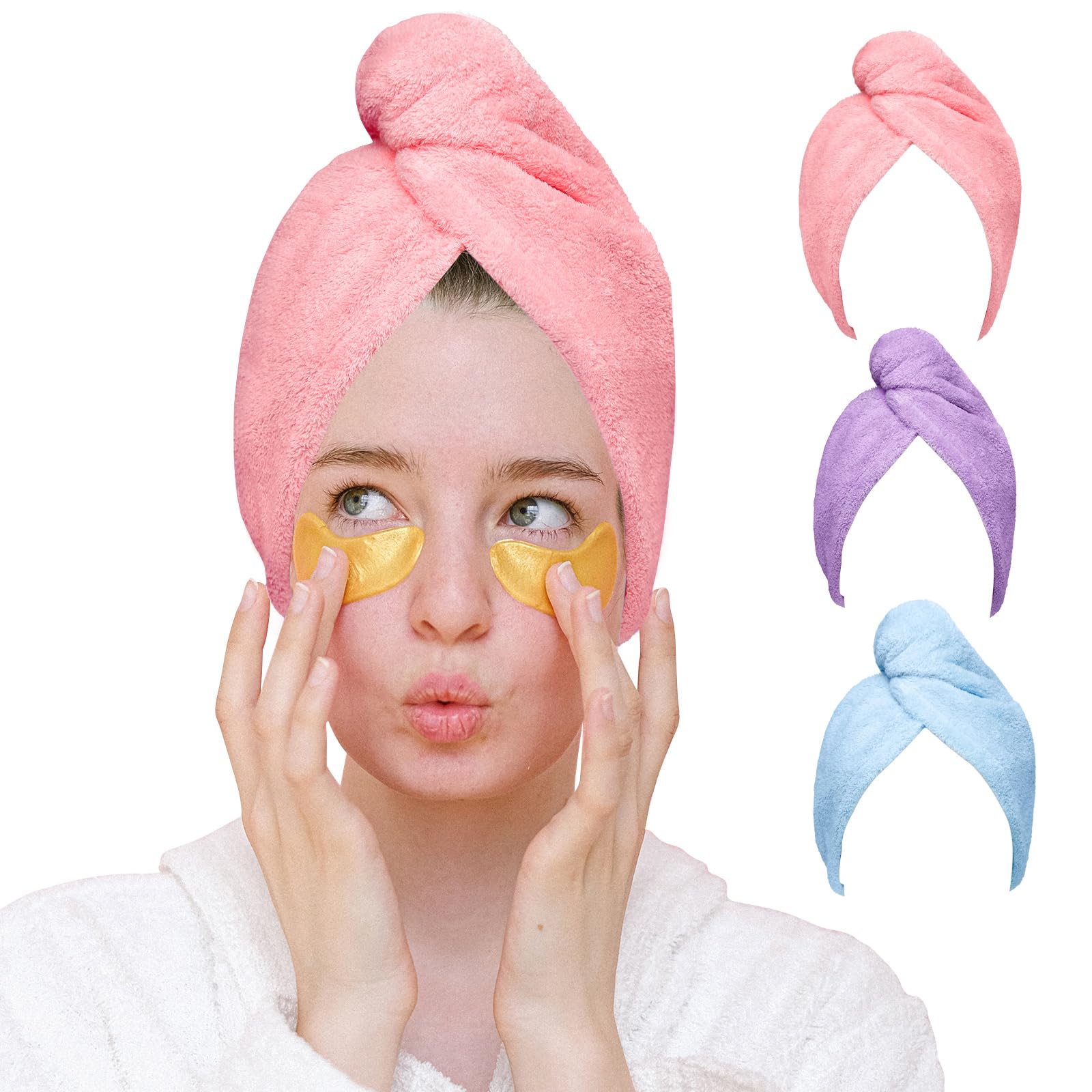 Good Nite Microfiber Hair Towel Wrap 3 Pack - Super Absorbent for Quick Drying