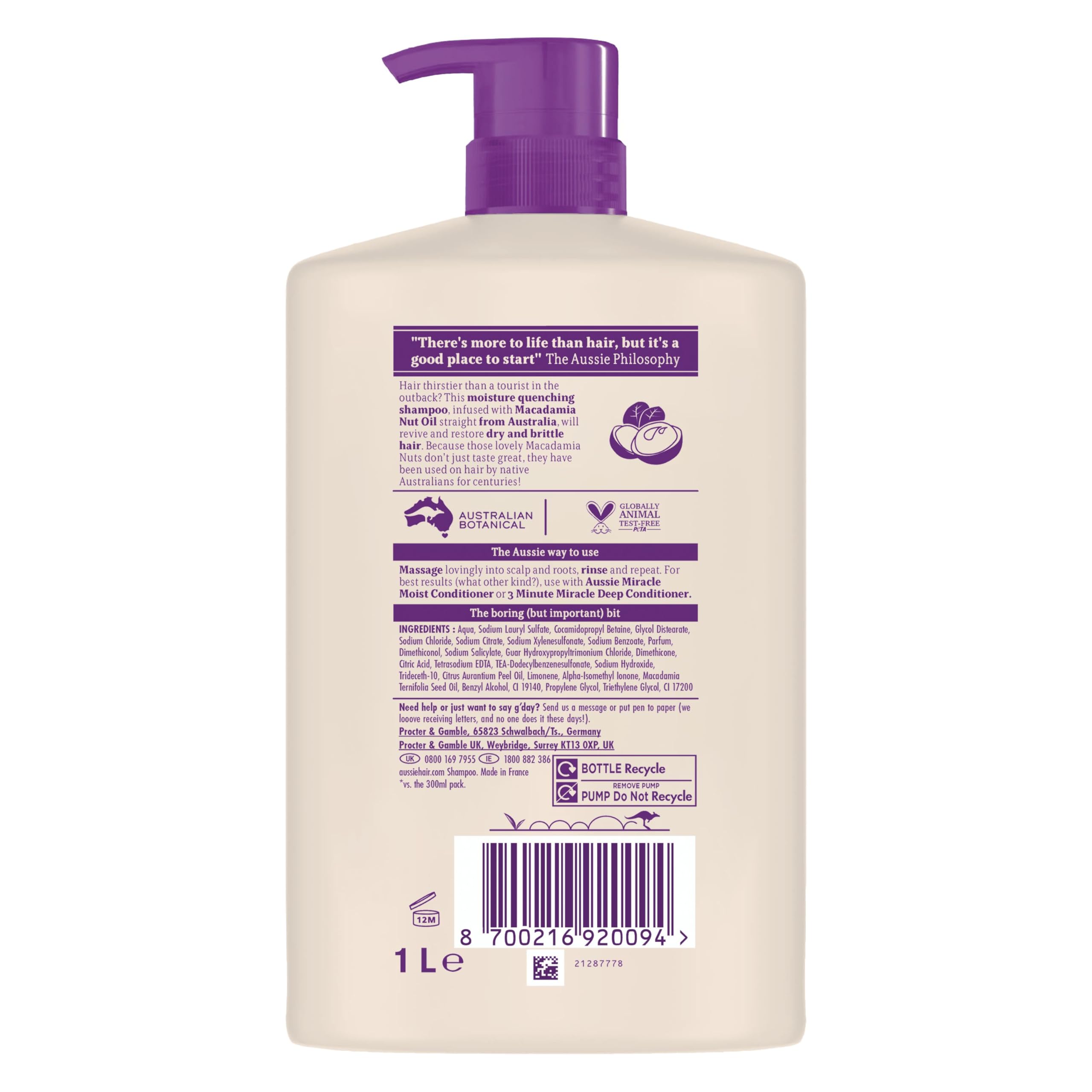 Aussie Miracle Moist Shampoo 1L XXL Value Pack Moisturizing Formula 9