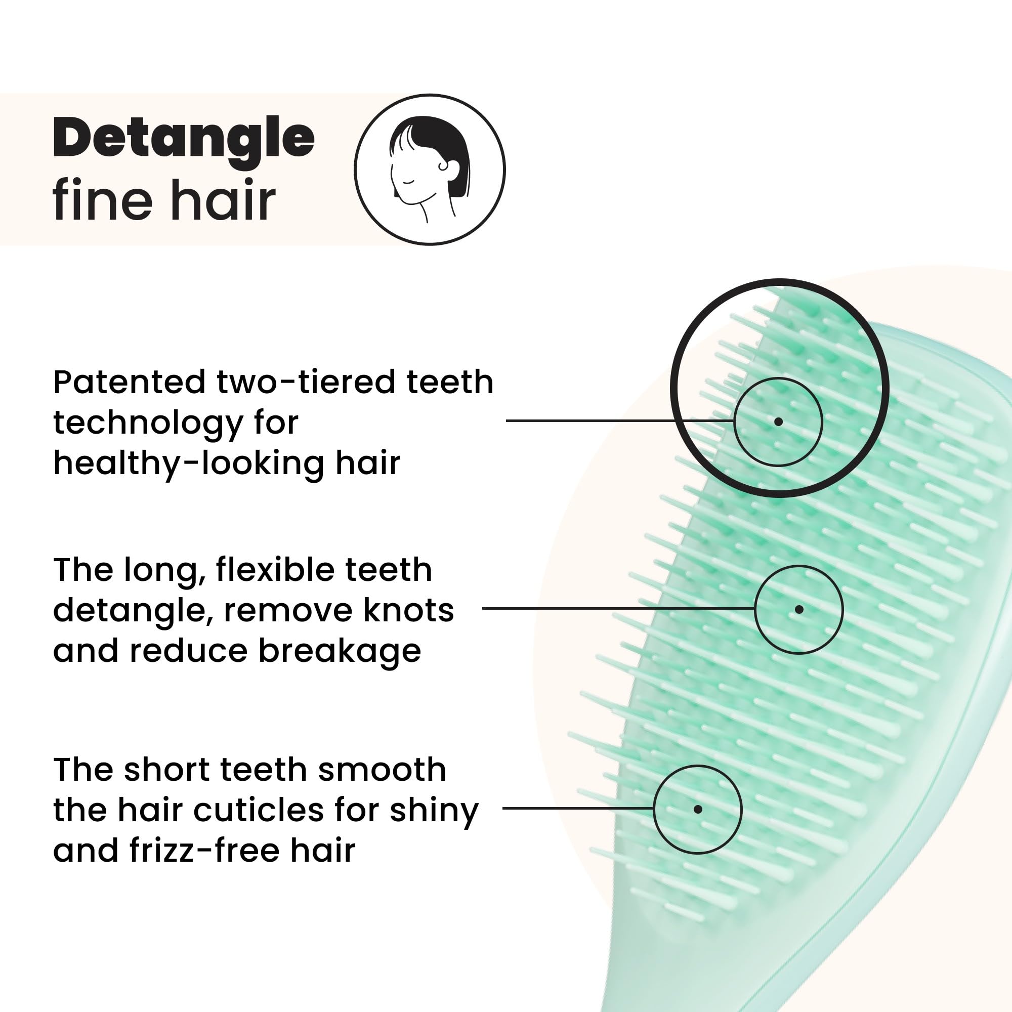 Tangle Teezer Mini Ultimate Detangler for Fine & Fragile Hair - Jade Lagoon Travel Brush