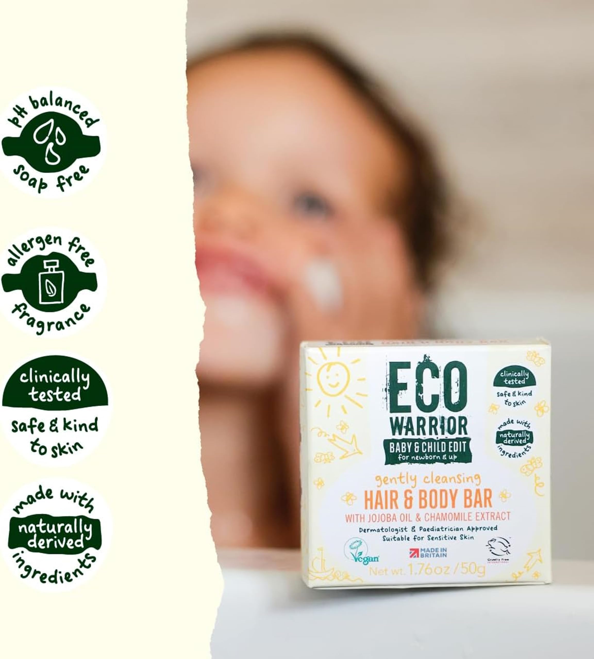 Eco Warrior Baby- und Kinder-Haar- und Körperseife 50 g | Vegan, tierversuchsfrei, 2-in-1-Waschmittel 7