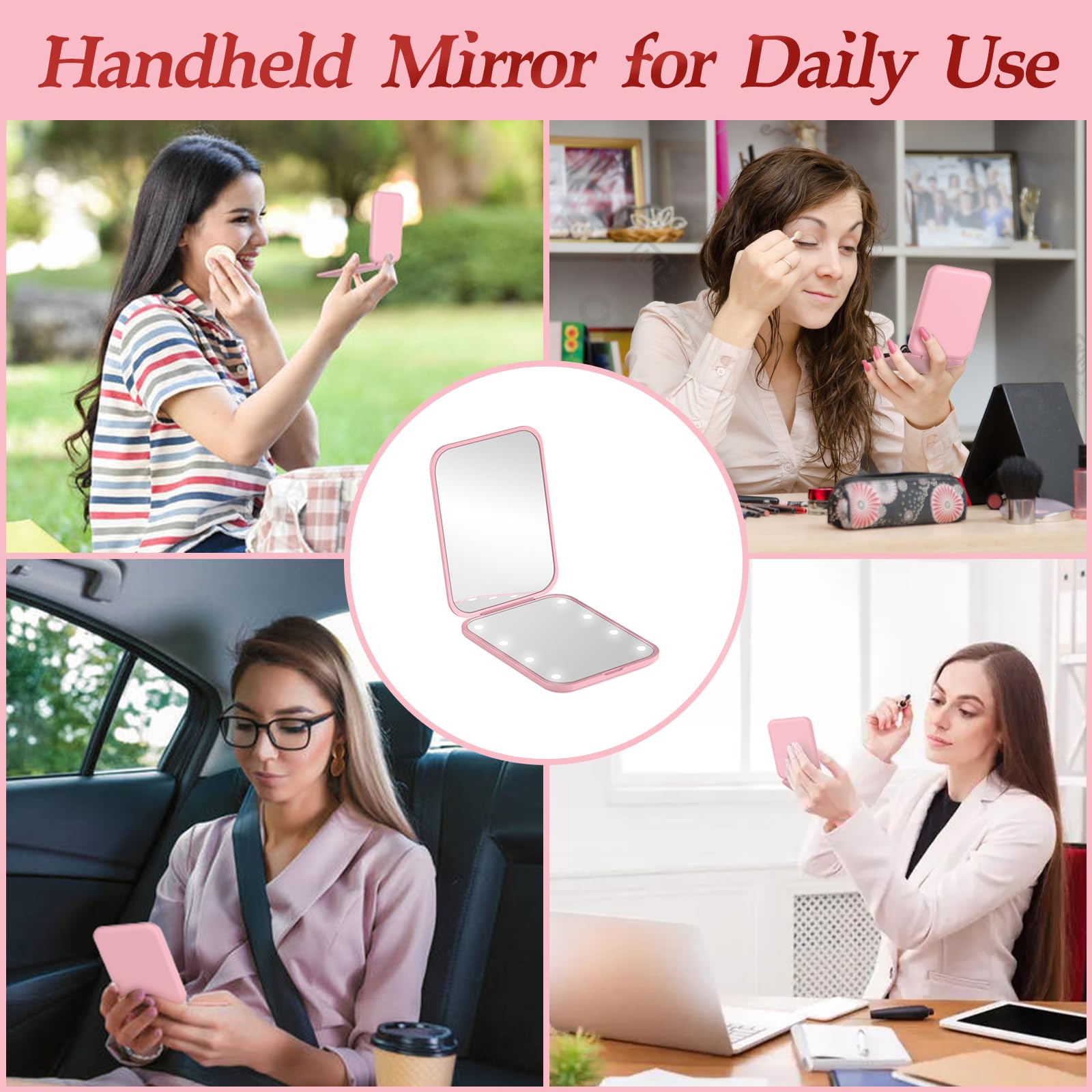 MOXYOY LED Compact Mirror with 1X/3X Magnification for Travel and Makeup 7