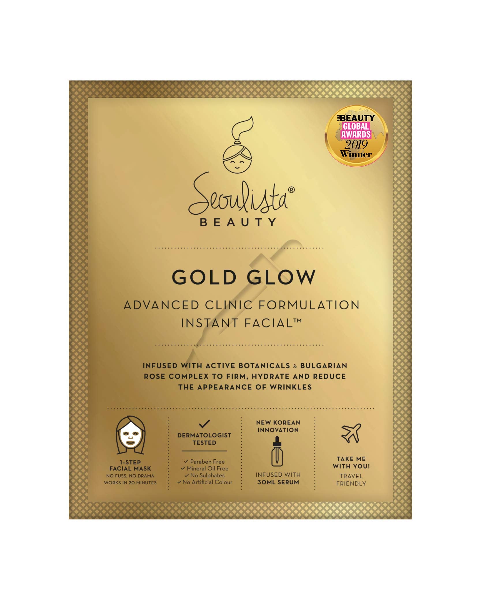 Seoulista Beauty Advanced Clinic Formulation Gold Glow Instant Facial Mask