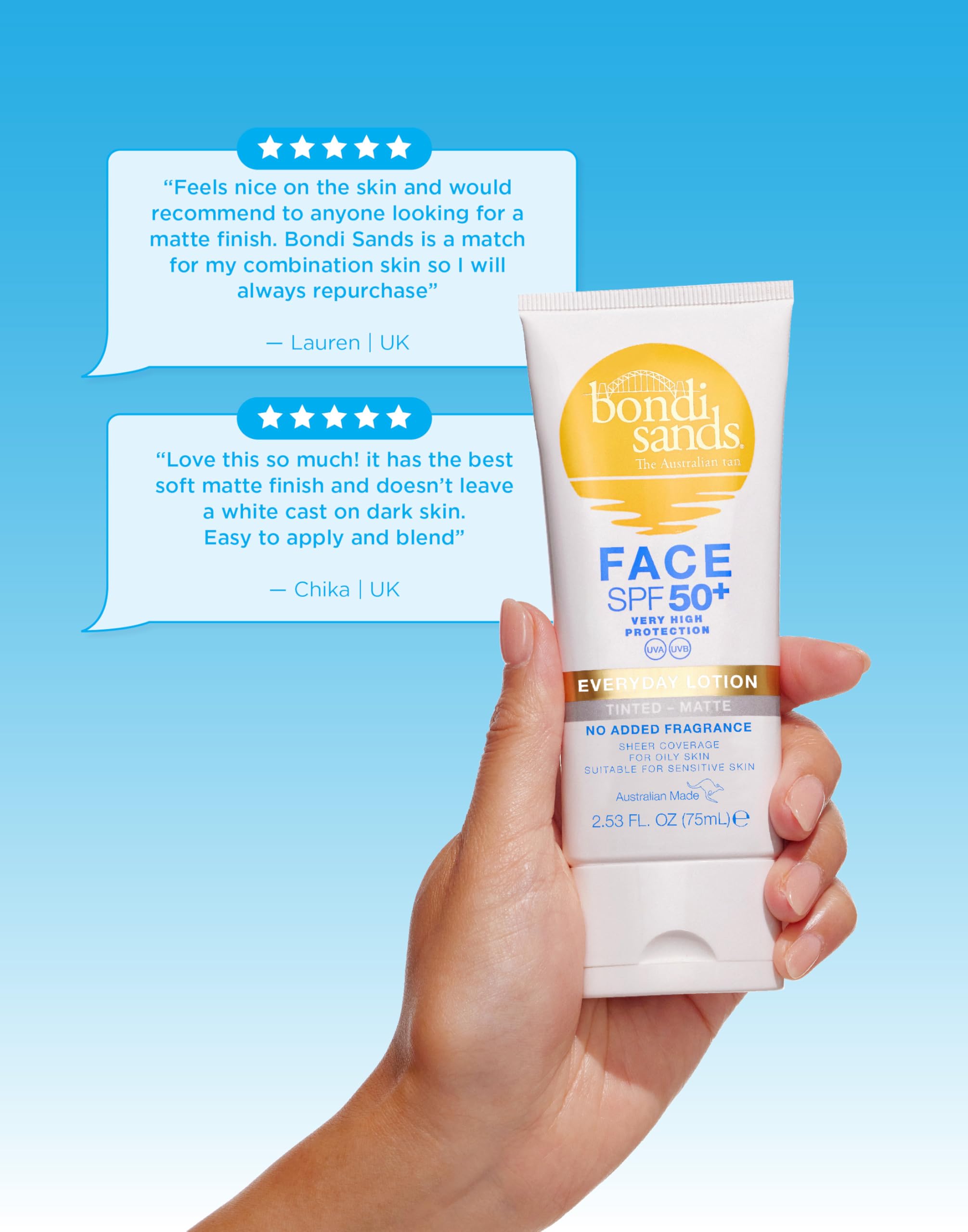 Bondi Sands SPF 50+ Fragrance Free Matte Tinted Face Lotion 75mL for Oily Skin 4