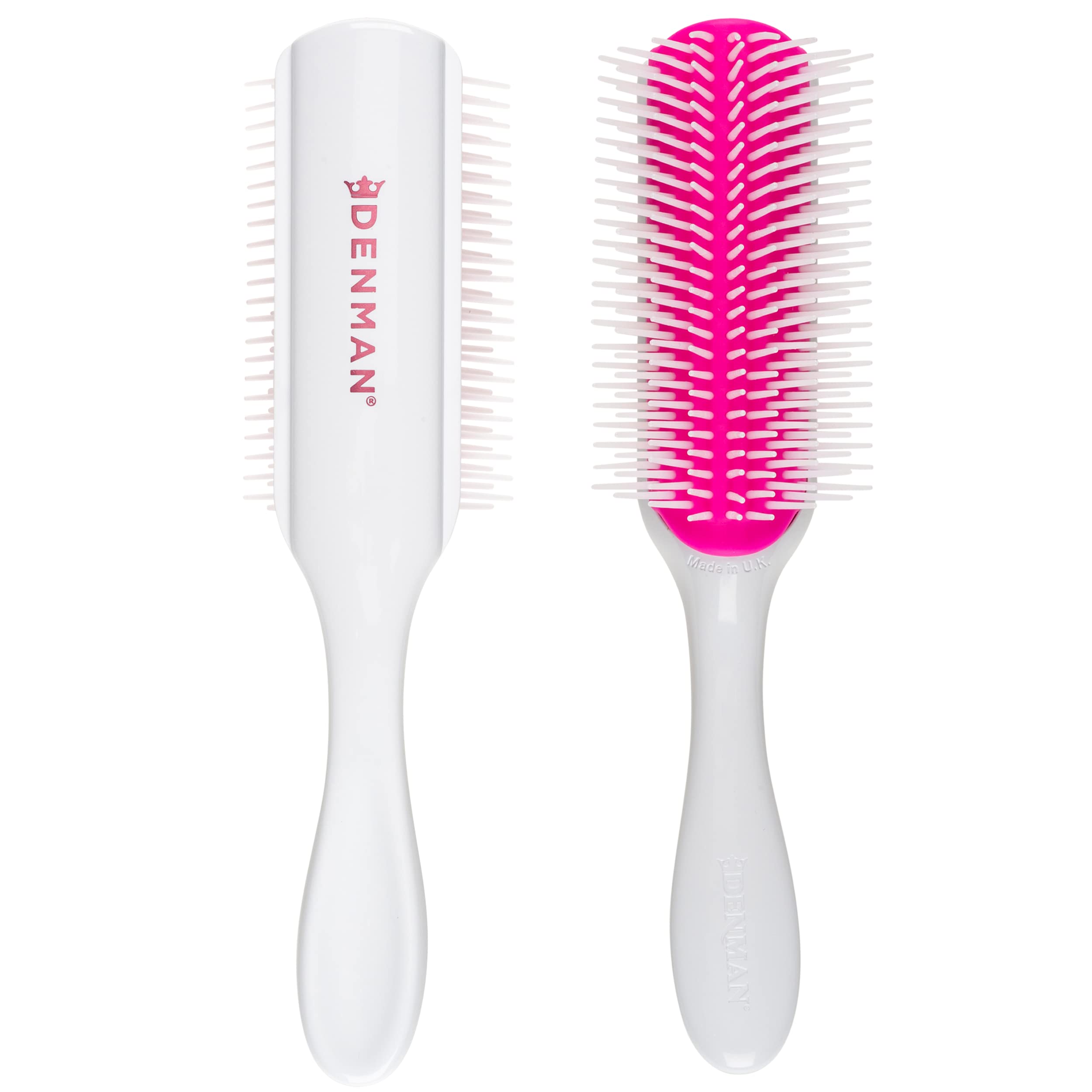Denman Curly Hair Brush D4 (Cherry Blossom) 9 Row Styling Brush for Defining Curls and Smoothing