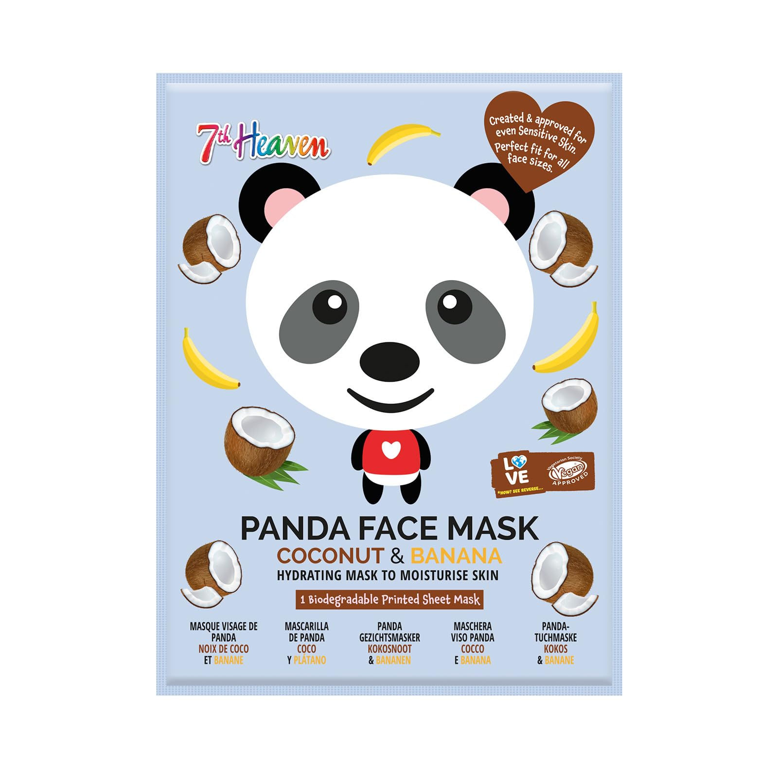 FACE FOOD 7th Heaven Panda Sheet Mask with Coconut & Banana for Hydration