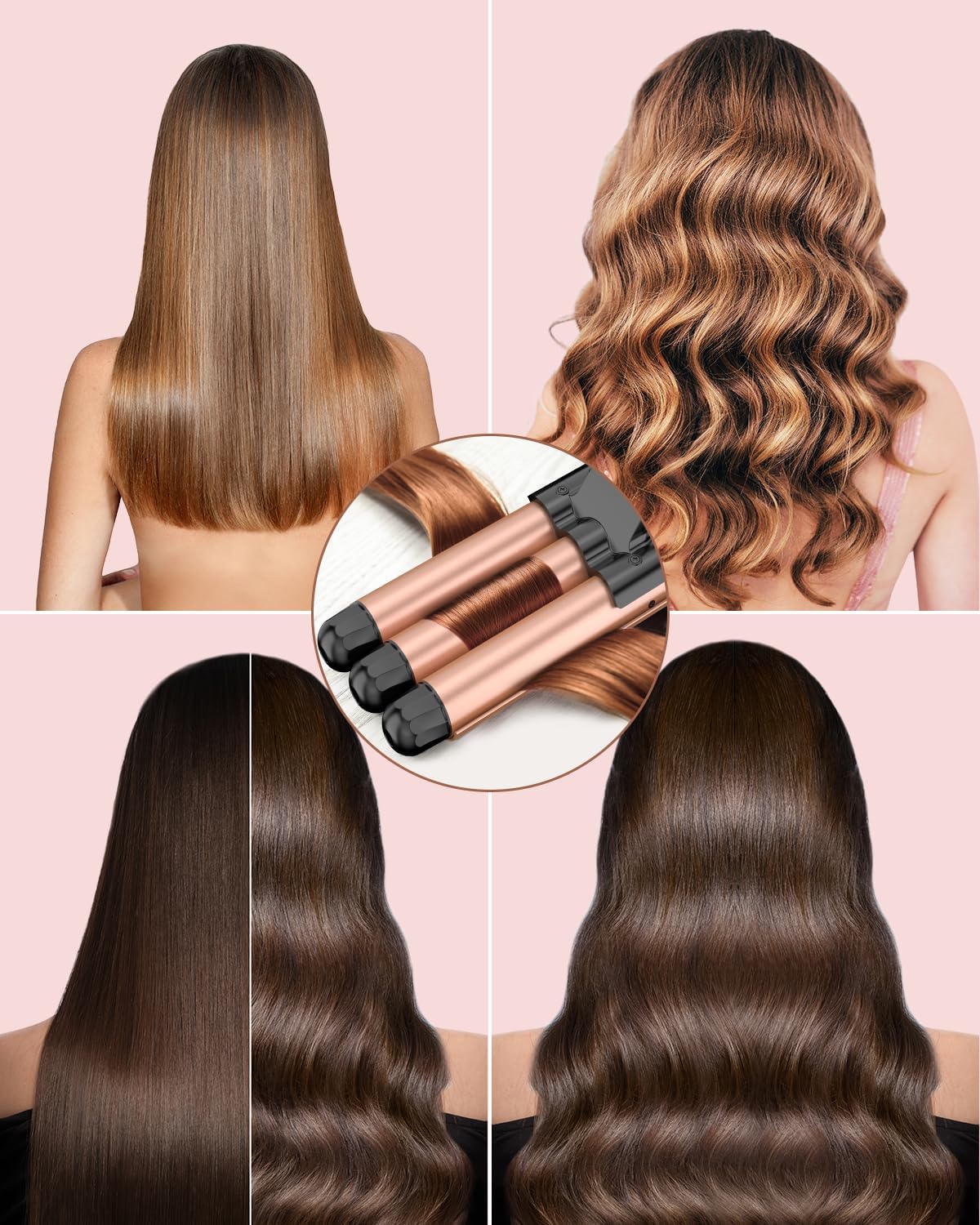 BESTOPE RAY Lockenstab 25 mm, 3-fach Lockenstab mit 30 Sekunden Aufheizzeit, C 5