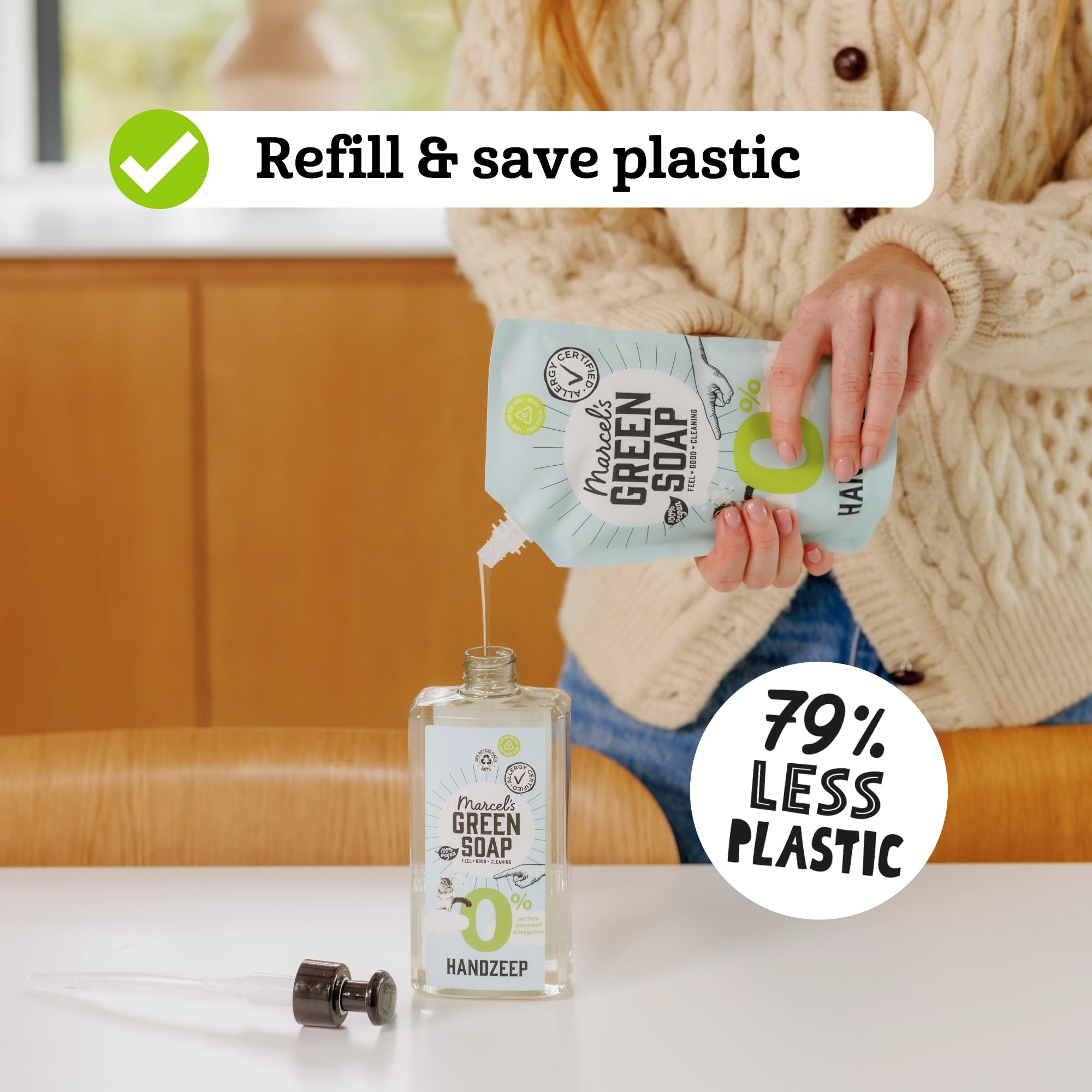 Marcel's Green Soap 0% Hand Soap Refill Pack with Glycerine for Sensitive Skin 6