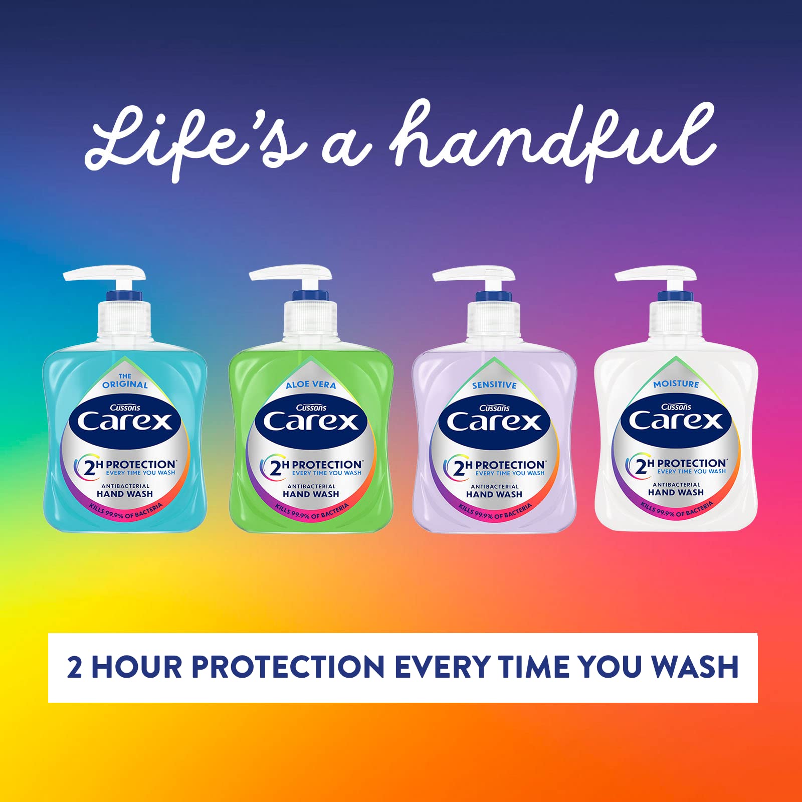 Carex Antibacterial Aloe Vera Hand Wash, Natural Moisturisers, 2 Hour Protection, Bulk Pack of 6 x 250ml 6