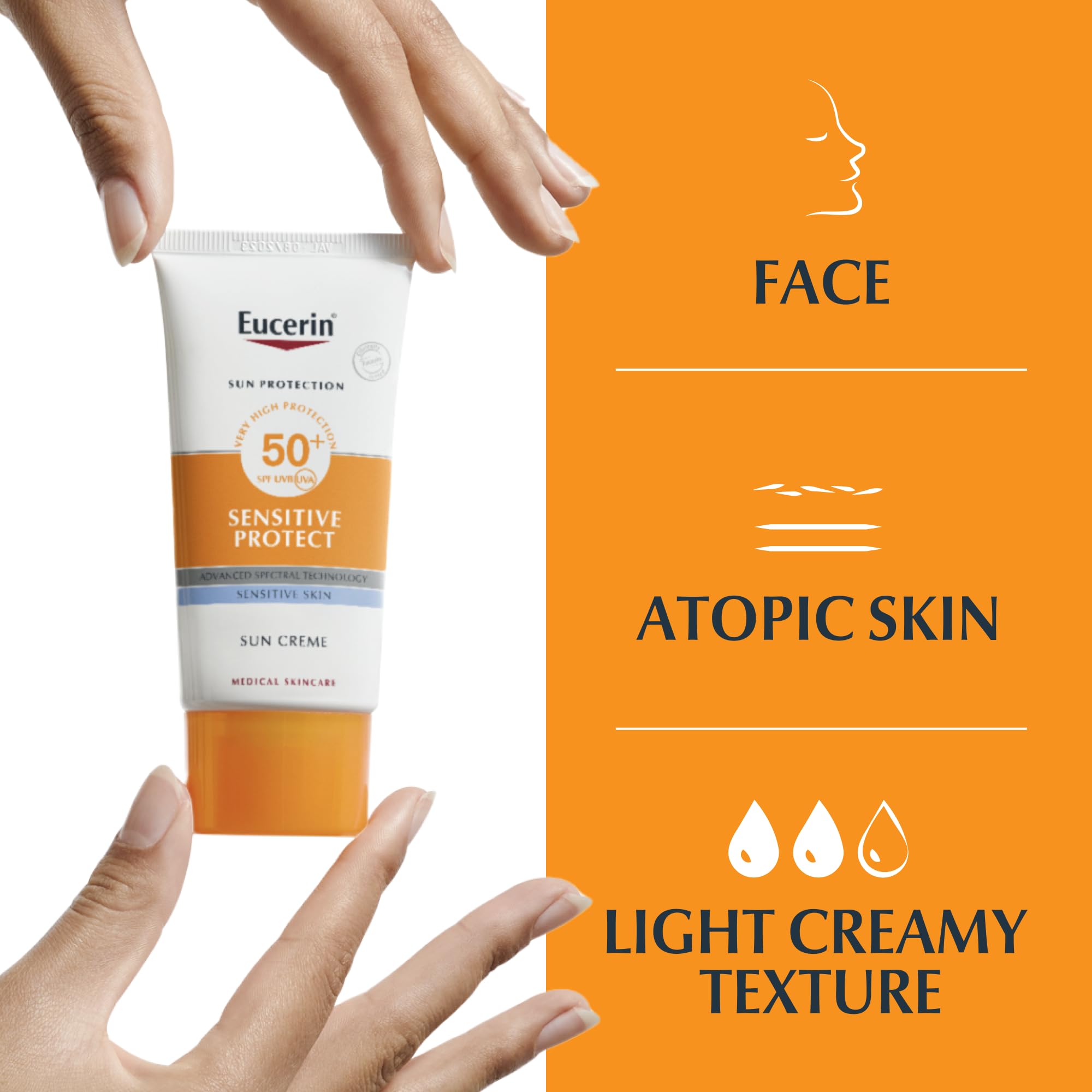 Eucerin Sensitive Protect Face Sun Cream SPF 50+ 50ml - High Sun Protection 3