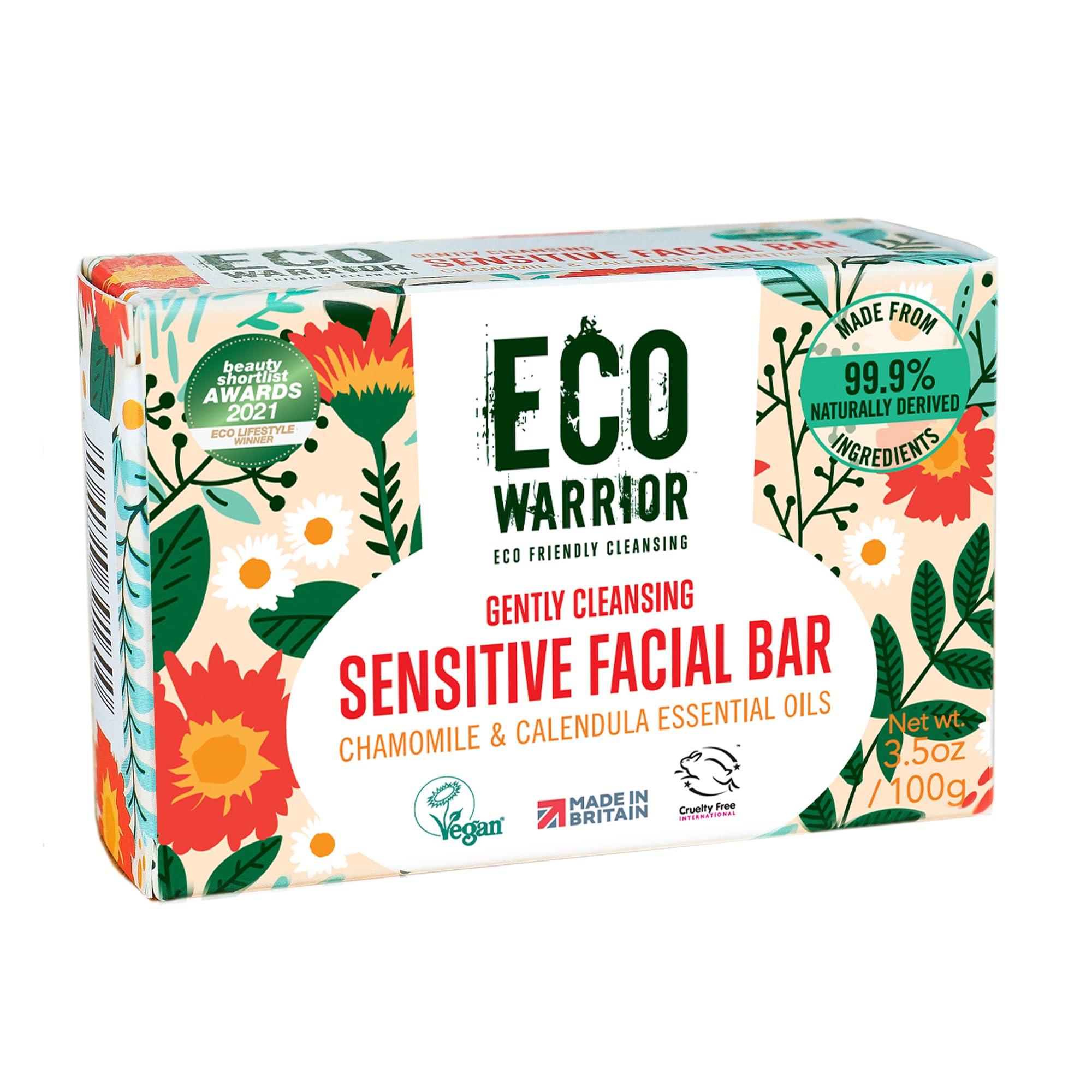 Eco Warrior Sensitive Facial Bar Soap | Vegan, Chamomile & Calendula Scent