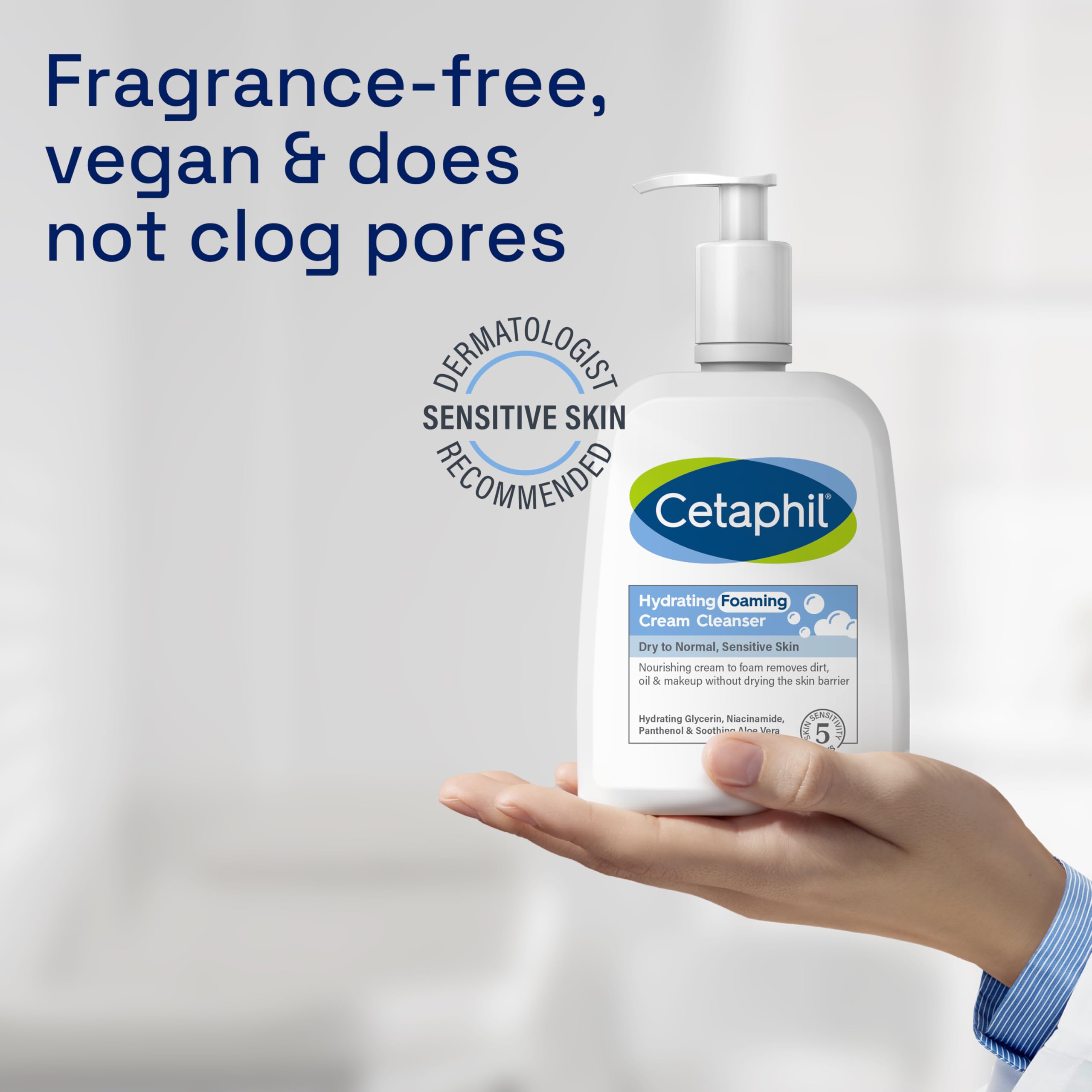 Cetaphil Hydrating Foaming Cream Cleanser and Makeup Remover, 473ml 5